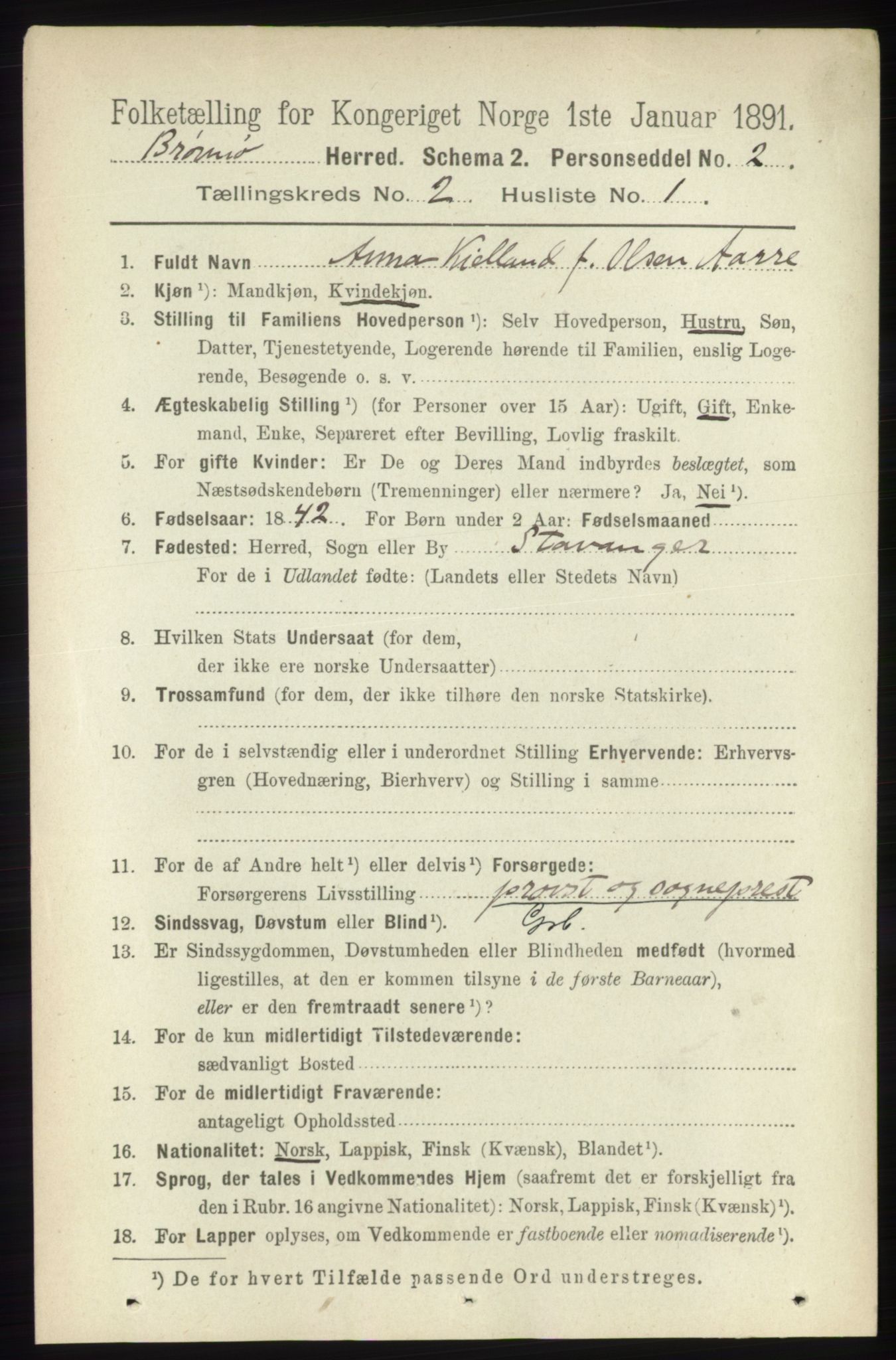 RA, 1891 census for 1814 Brønnøy, 1891, p. 807