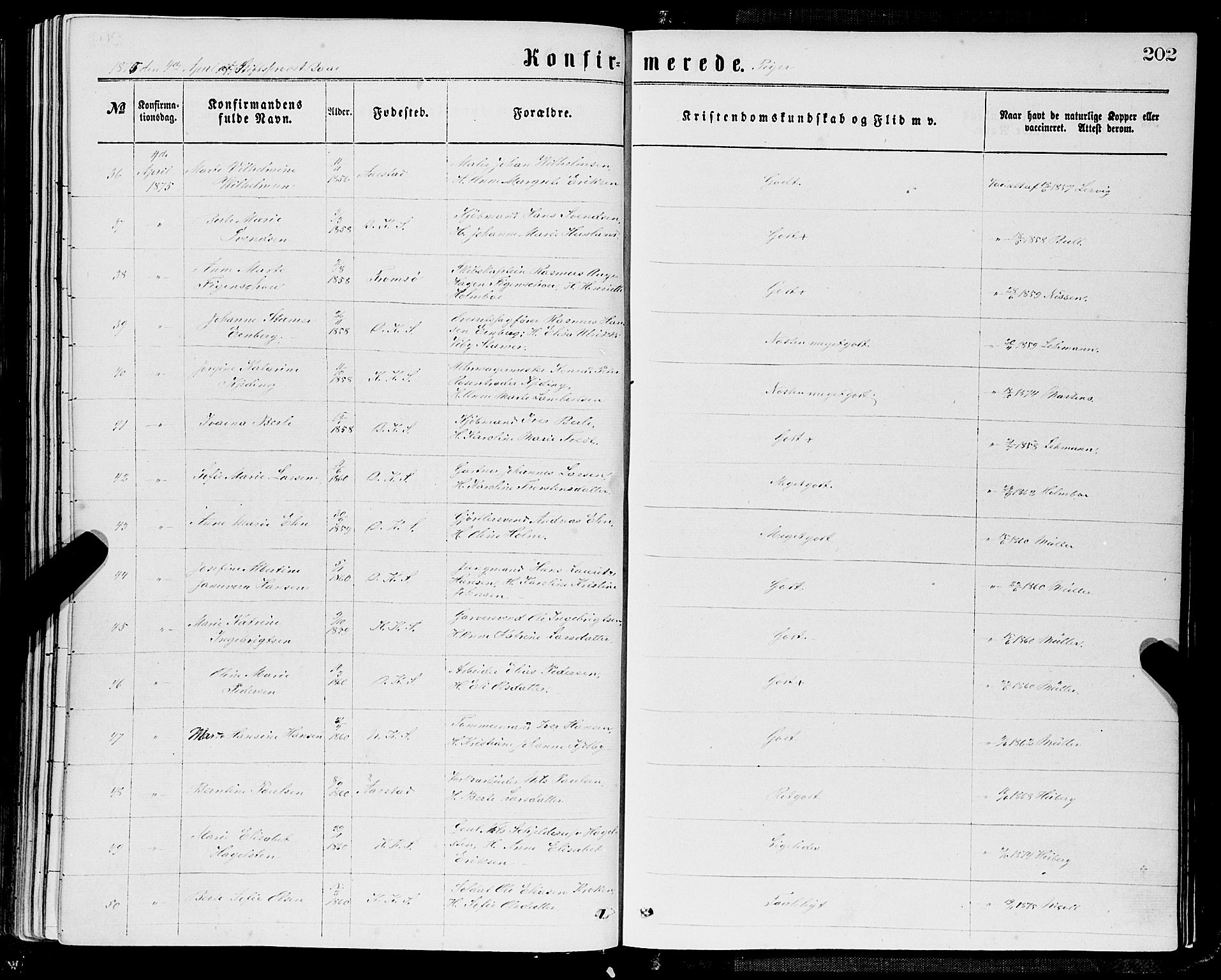 Domkirken sokneprestembete, AV/SAB-A-74801/H/Haa/L0029: Parish register (official) no. C 4, 1864-1879, p. 202