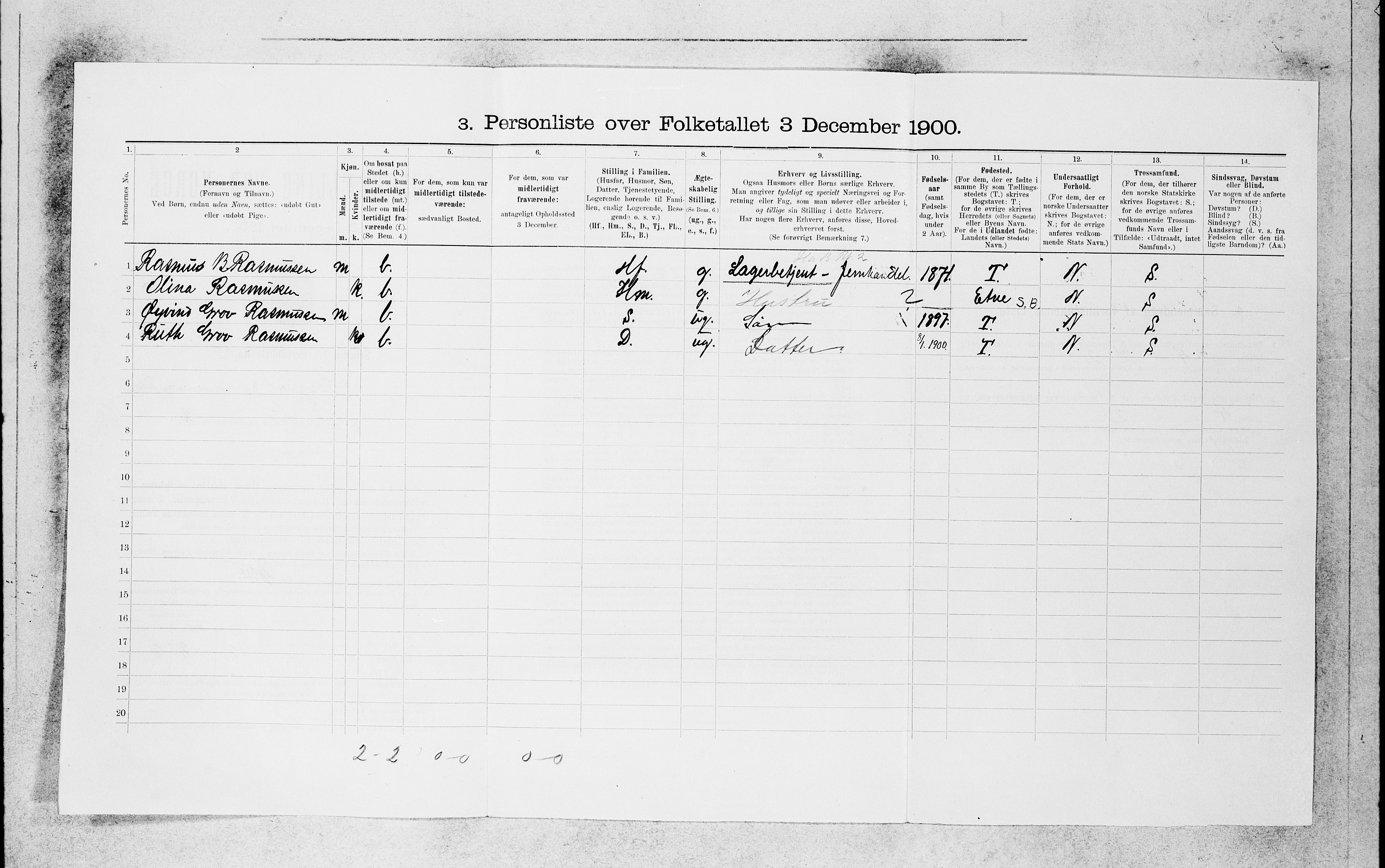 SAB, 1900 census for Bergen, 1900, p. 5369