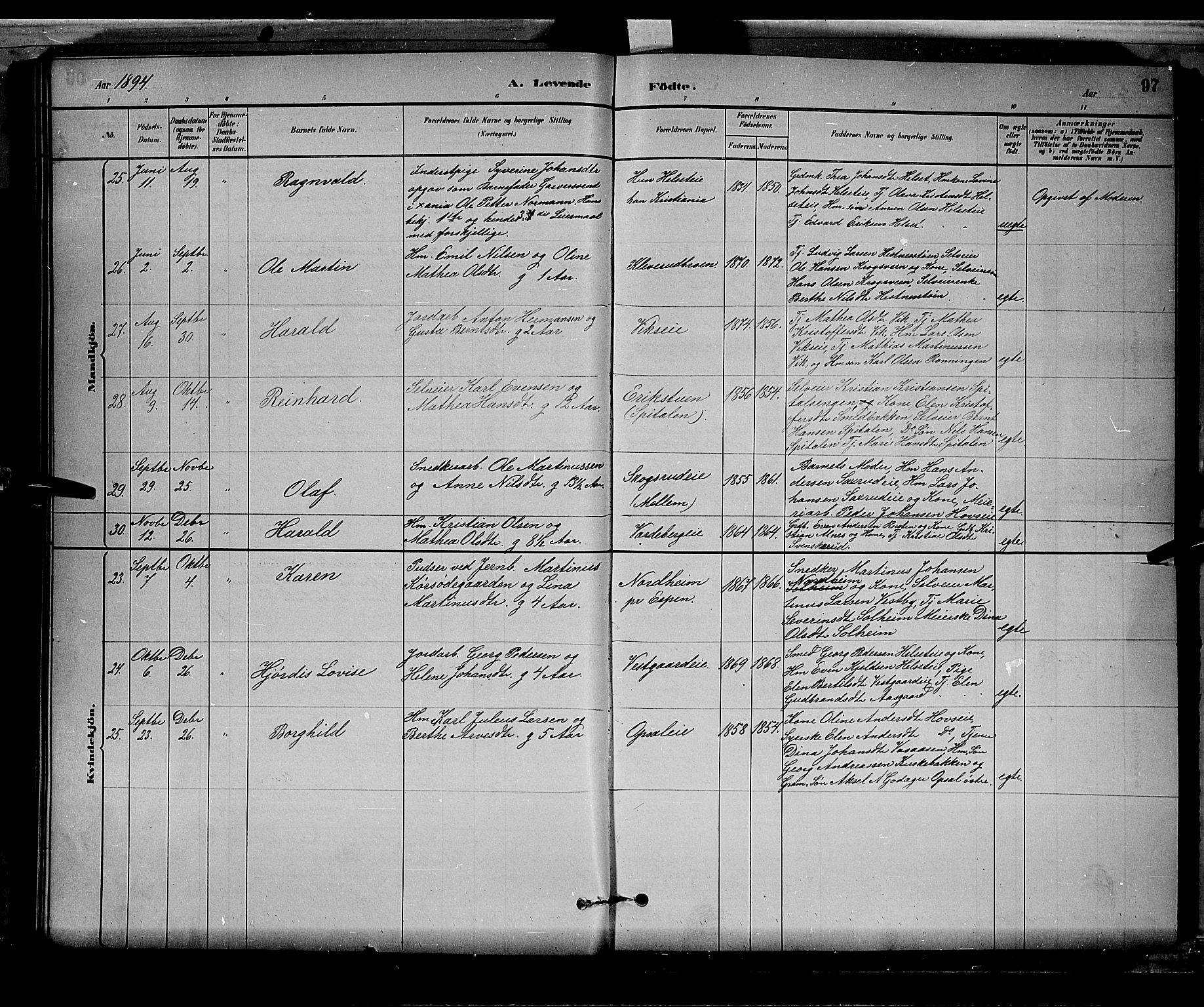 Stange prestekontor, AV/SAH-PREST-002/L/L0008: Parish register (copy) no. 8, 1882-1895, p. 97