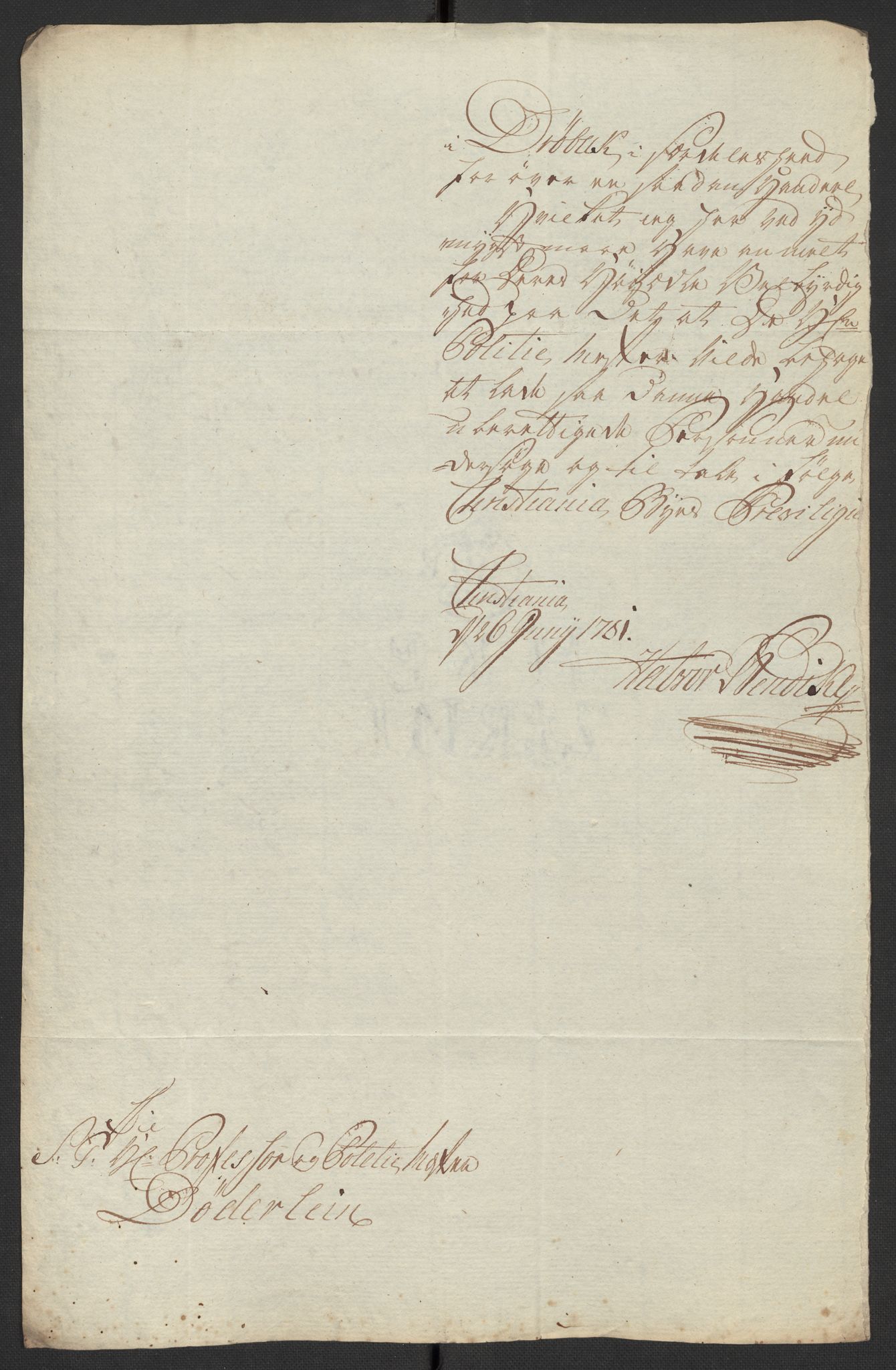 Oslo politidistrikt, AV/SAO-A-10085/D/Da/L0003: Innkomne brev, pro memoria m.v., 1781, p. 256