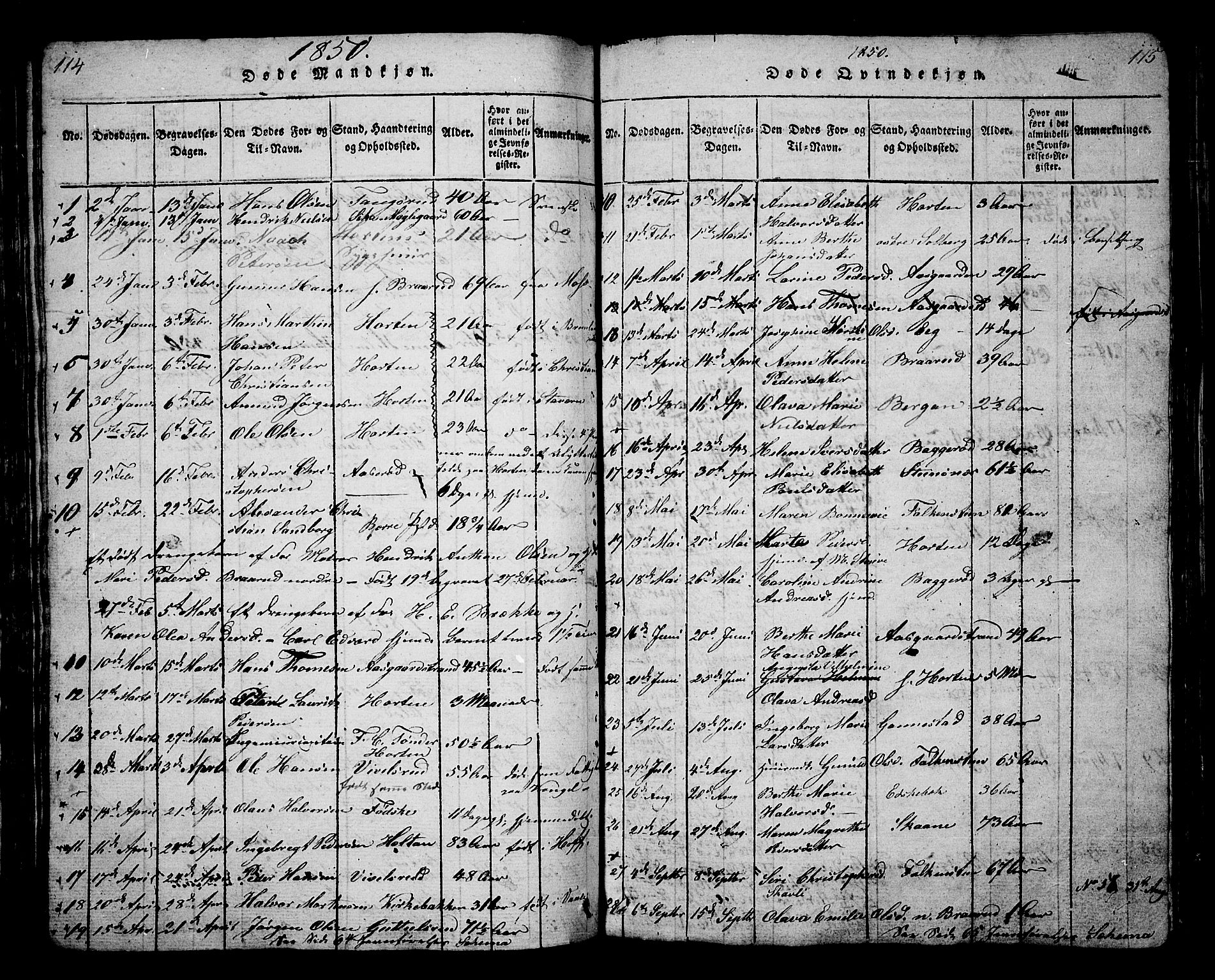 Borre kirkebøker, AV/SAKO-A-338/G/Ga/L0001: Parish register (copy) no. I 1, 1815-1851, p. 114-115