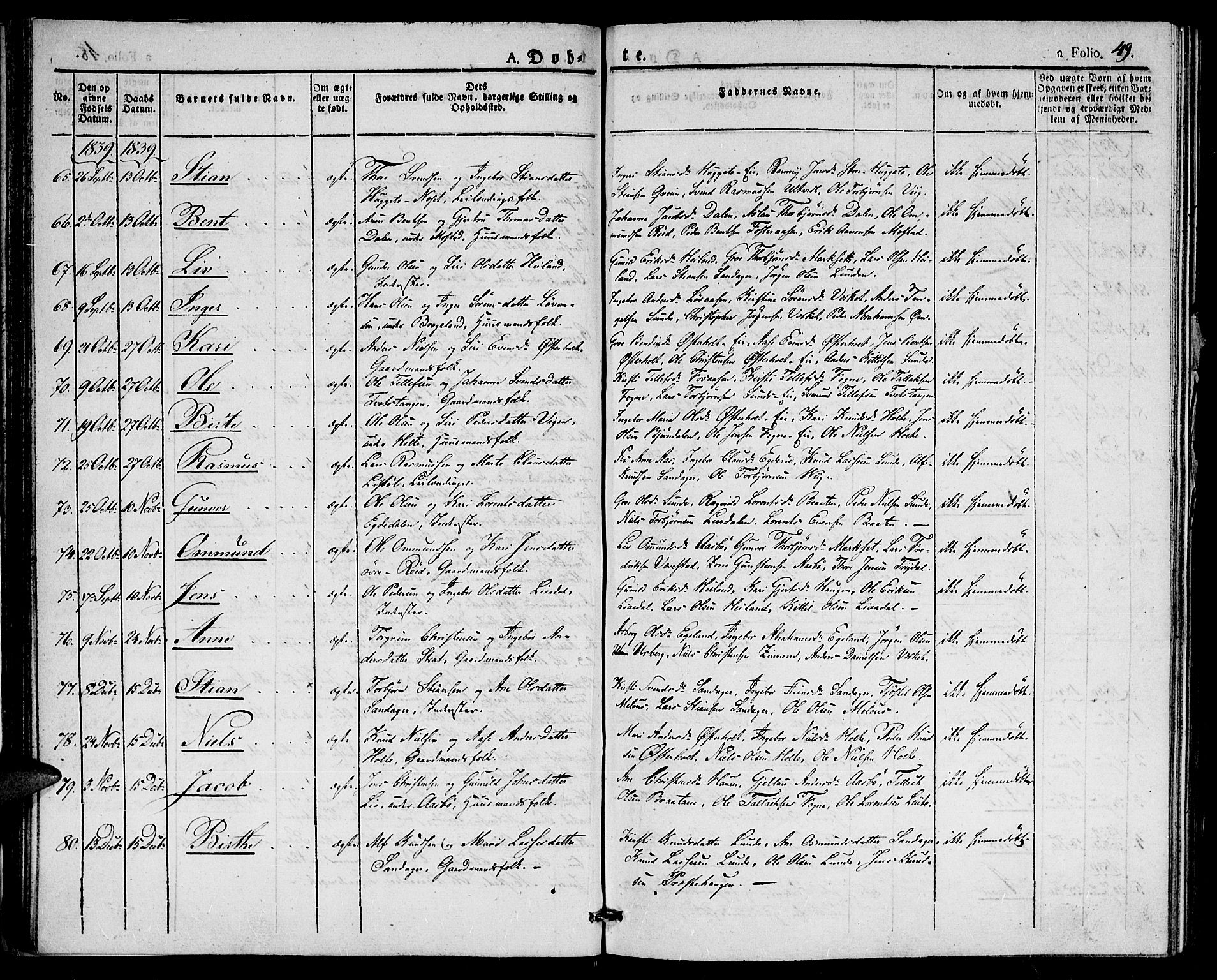 Gjerstad sokneprestkontor, SAK/1111-0014/F/Fa/Faa/L0005: Parish register (official) no. A 5, 1829-1841, p. 49