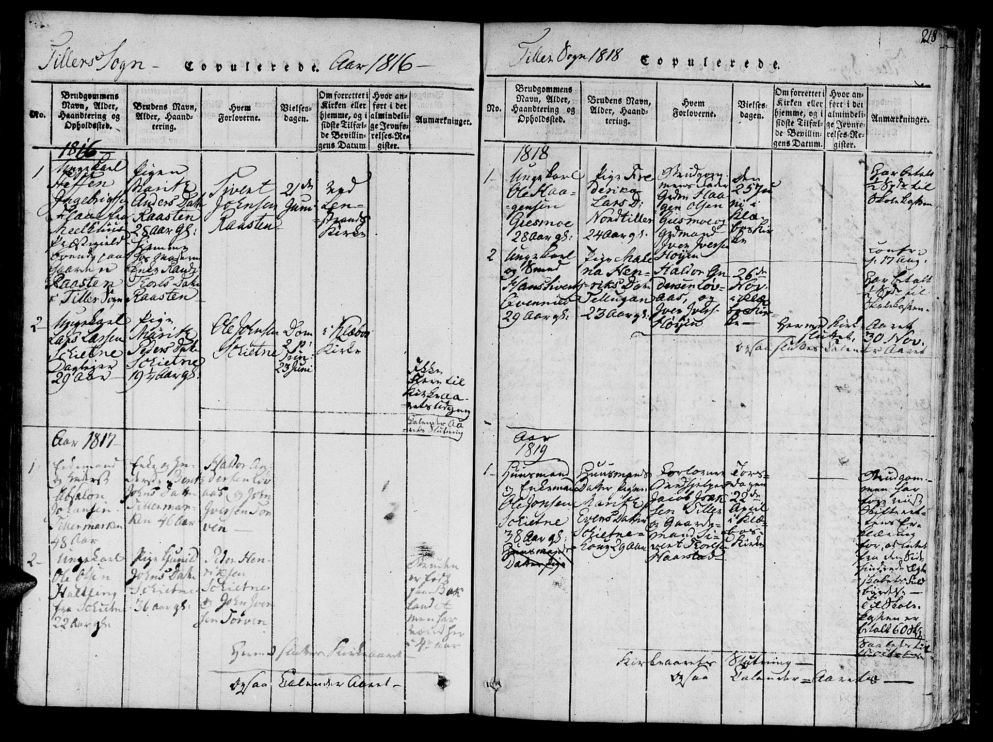 Ministerialprotokoller, klokkerbøker og fødselsregistre - Sør-Trøndelag, SAT/A-1456/618/L0440: Parish register (official) no. 618A04 /2, 1816-1843, p. 218