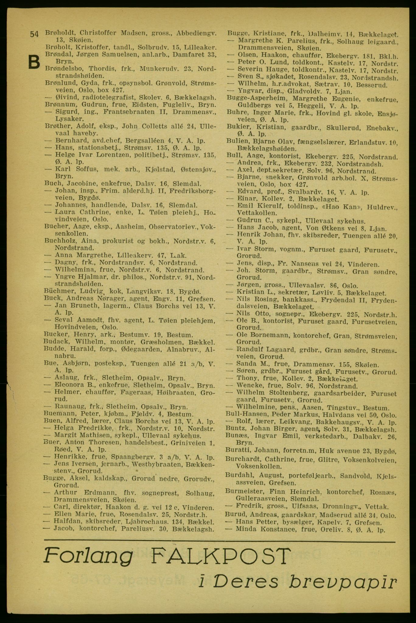 Aker adressebok/adressekalender, PUBL/001/A/004: Aker adressebok, 1929, p. 54