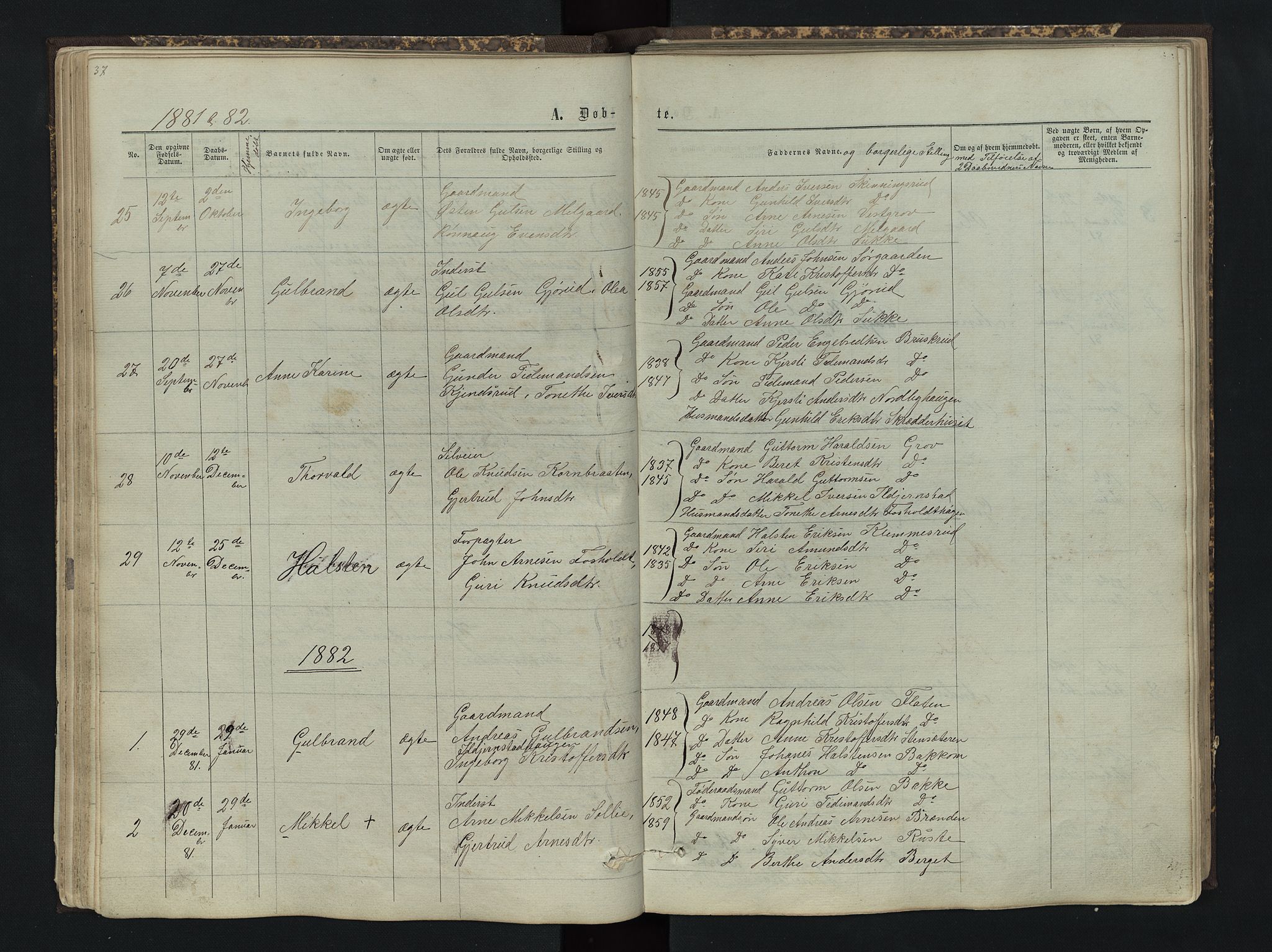 Sør-Aurdal prestekontor, SAH/PREST-128/H/Ha/Hab/L0004: Parish register (copy) no. 4, 1865-1893, p. 37