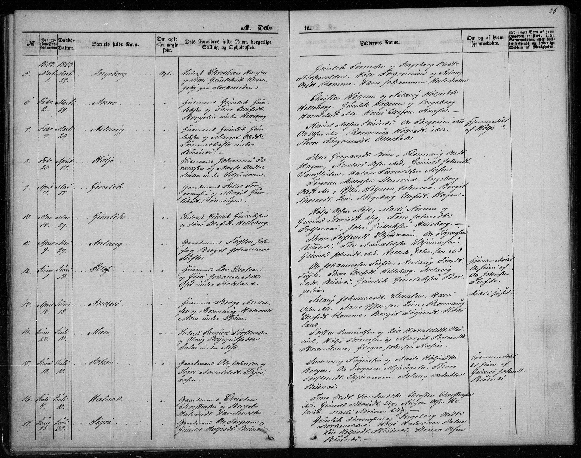 Gransherad kirkebøker, SAKO/A-267/F/Fa/L0002: Parish register (official) no. I 2, 1844-1859, p. 26