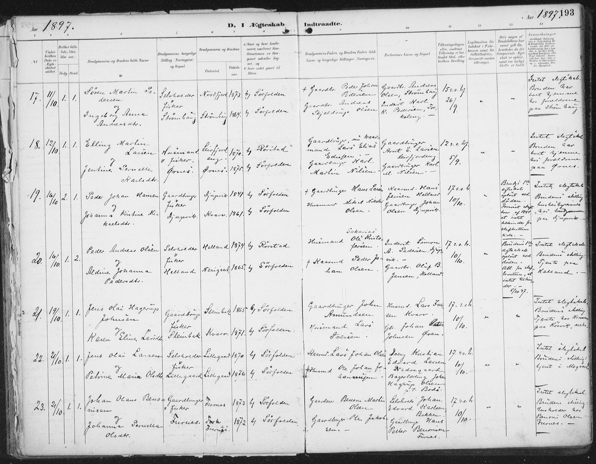 Ministerialprotokoller, klokkerbøker og fødselsregistre - Nordland, AV/SAT-A-1459/854/L0779: Parish register (official) no. 854A02, 1892-1909, p. 193