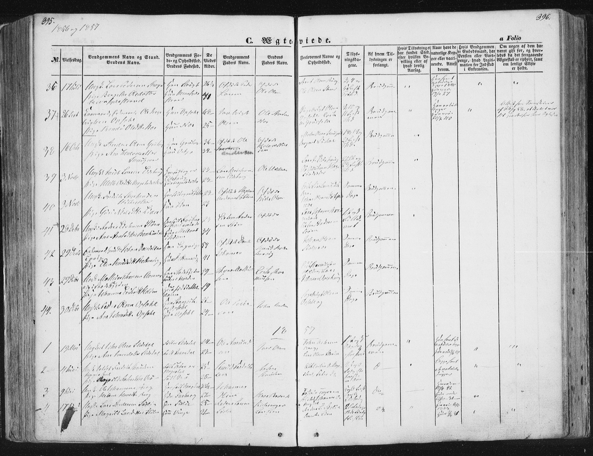 Ministerialprotokoller, klokkerbøker og fødselsregistre - Sør-Trøndelag, SAT/A-1456/630/L0494: Parish register (official) no. 630A07, 1852-1868, p. 395-396