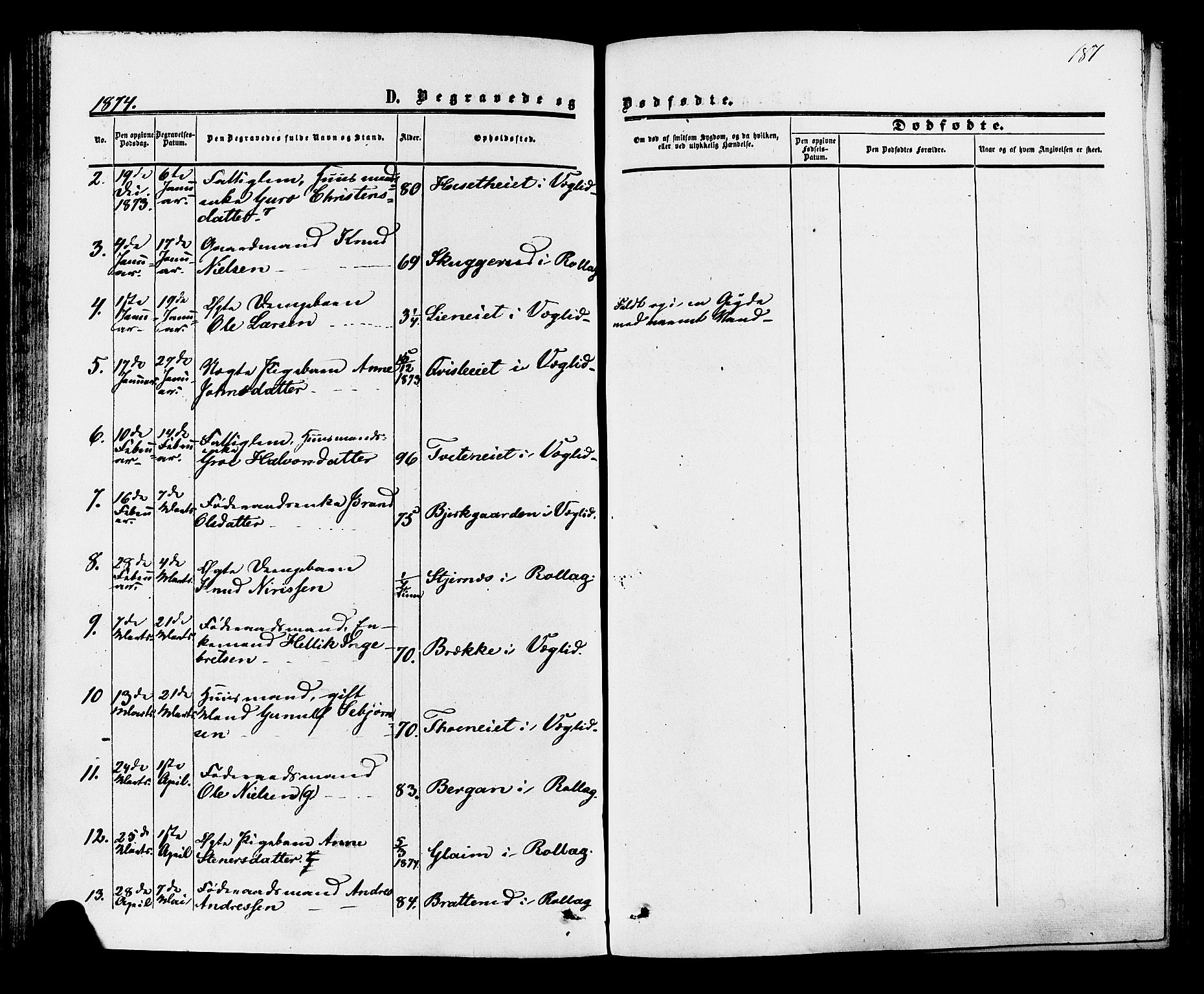 Rollag kirkebøker, AV/SAKO-A-240/F/Fa/L0009: Parish register (official) no. I 9, 1860-1874, p. 187