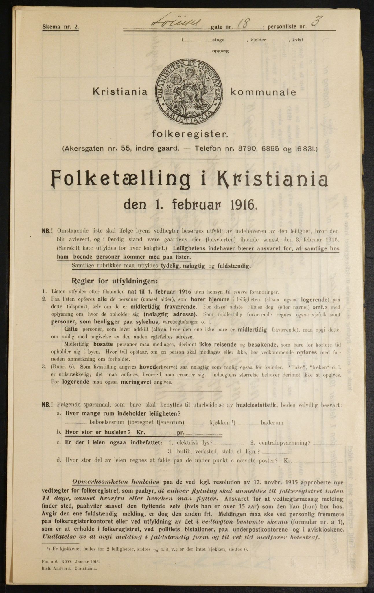 OBA, Municipal Census 1916 for Kristiania, 1916, p. 59707