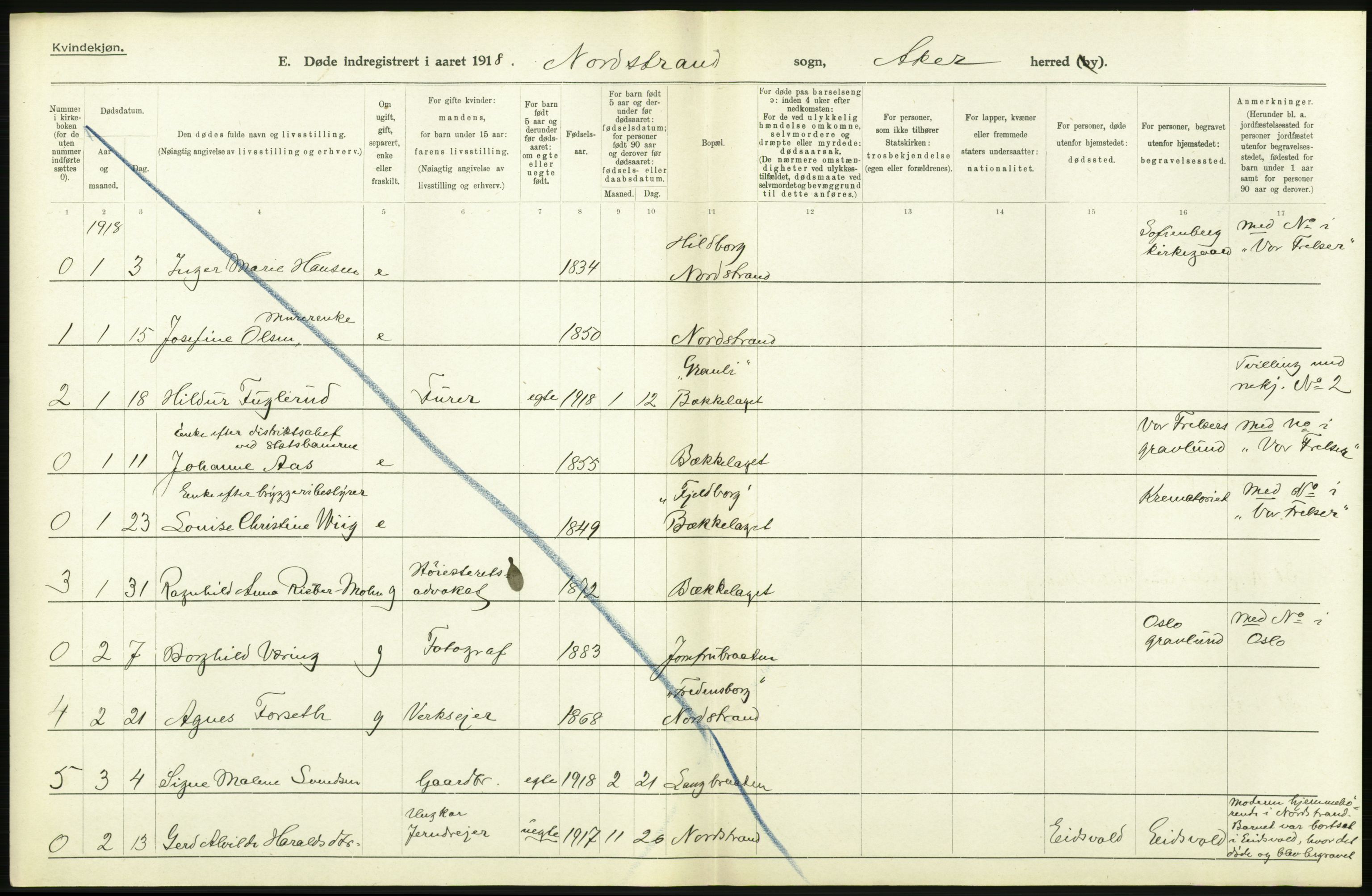 Statistisk sentralbyrå, Sosiodemografiske emner, Befolkning, RA/S-2228/D/Df/Dfb/Dfbh/L0006: Akershus fylke: Døde. Bygder og byer., 1918, p. 426