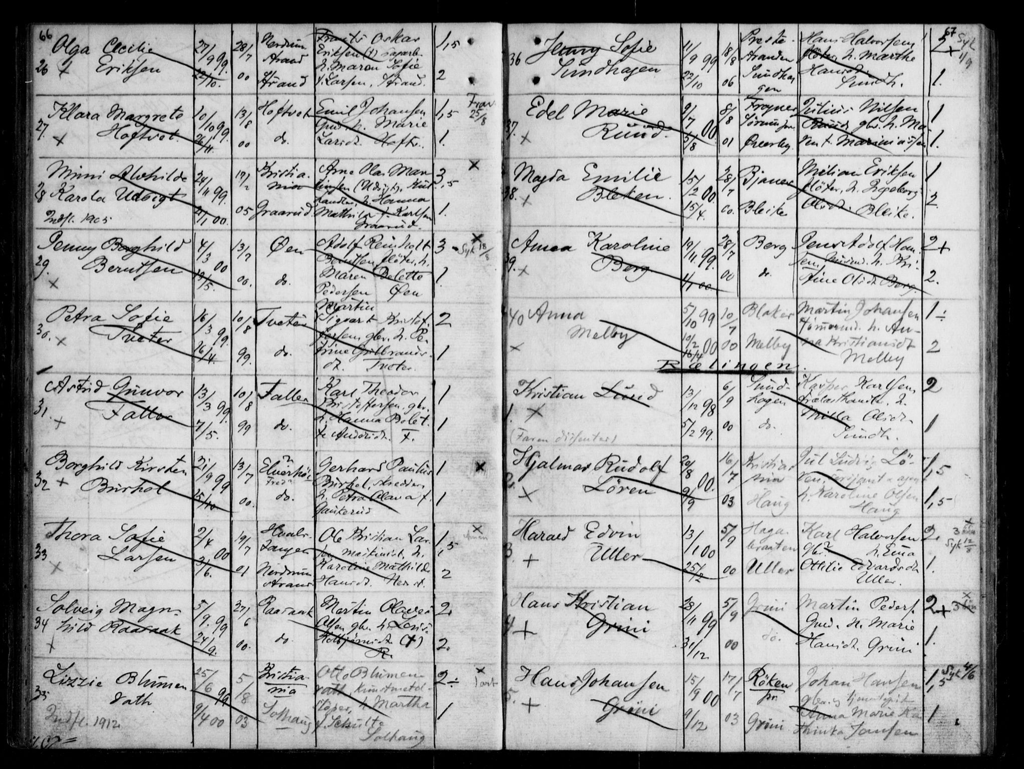 Fet prestekontor Kirkebøker, SAO/A-10370a/H/Ha/L0001: Banns register no. 1, 1906-1919, p. 66-67
