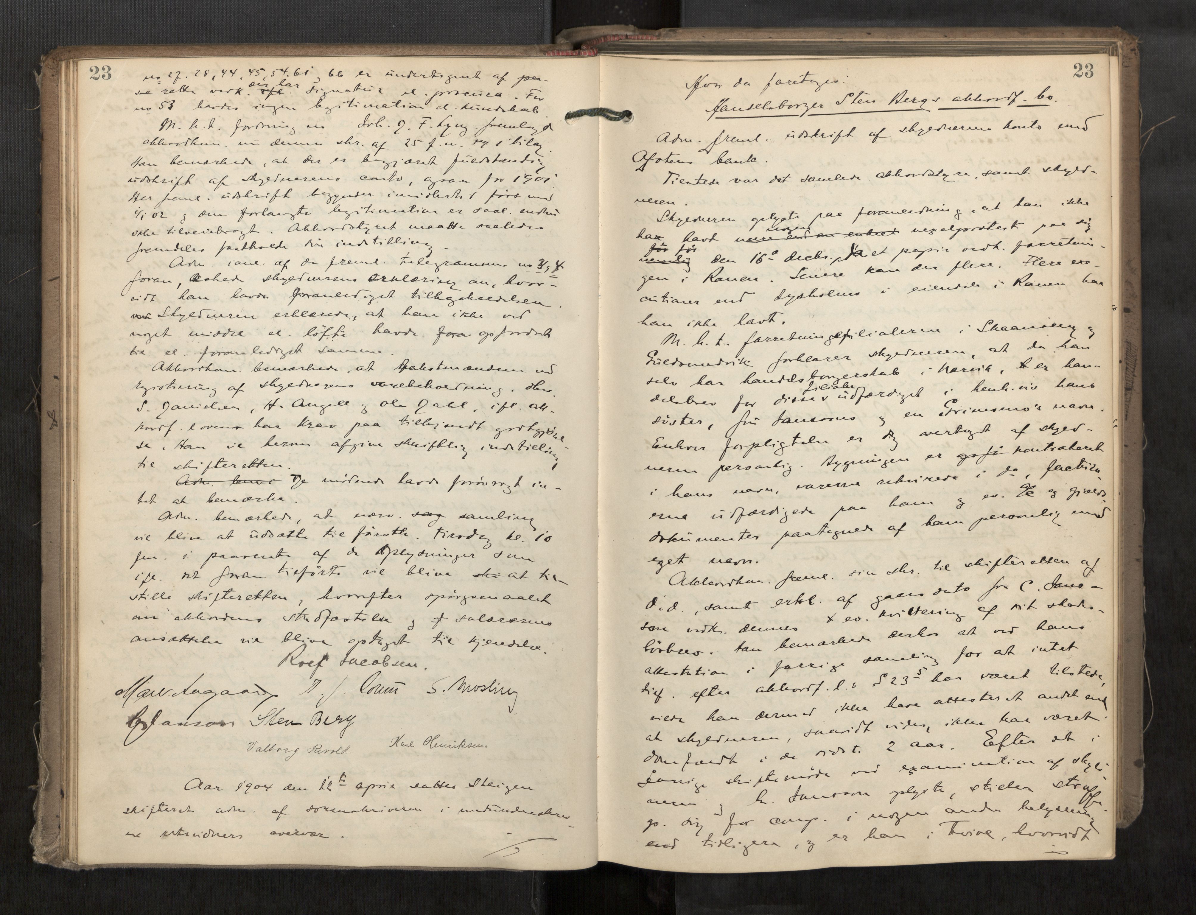 Steigen og Ofoten sorenskriveri, AV/SAT-A-0030/1/3/3B/L0003: Skiftebehandlingsprotokoll, 1903-1908, p. 23