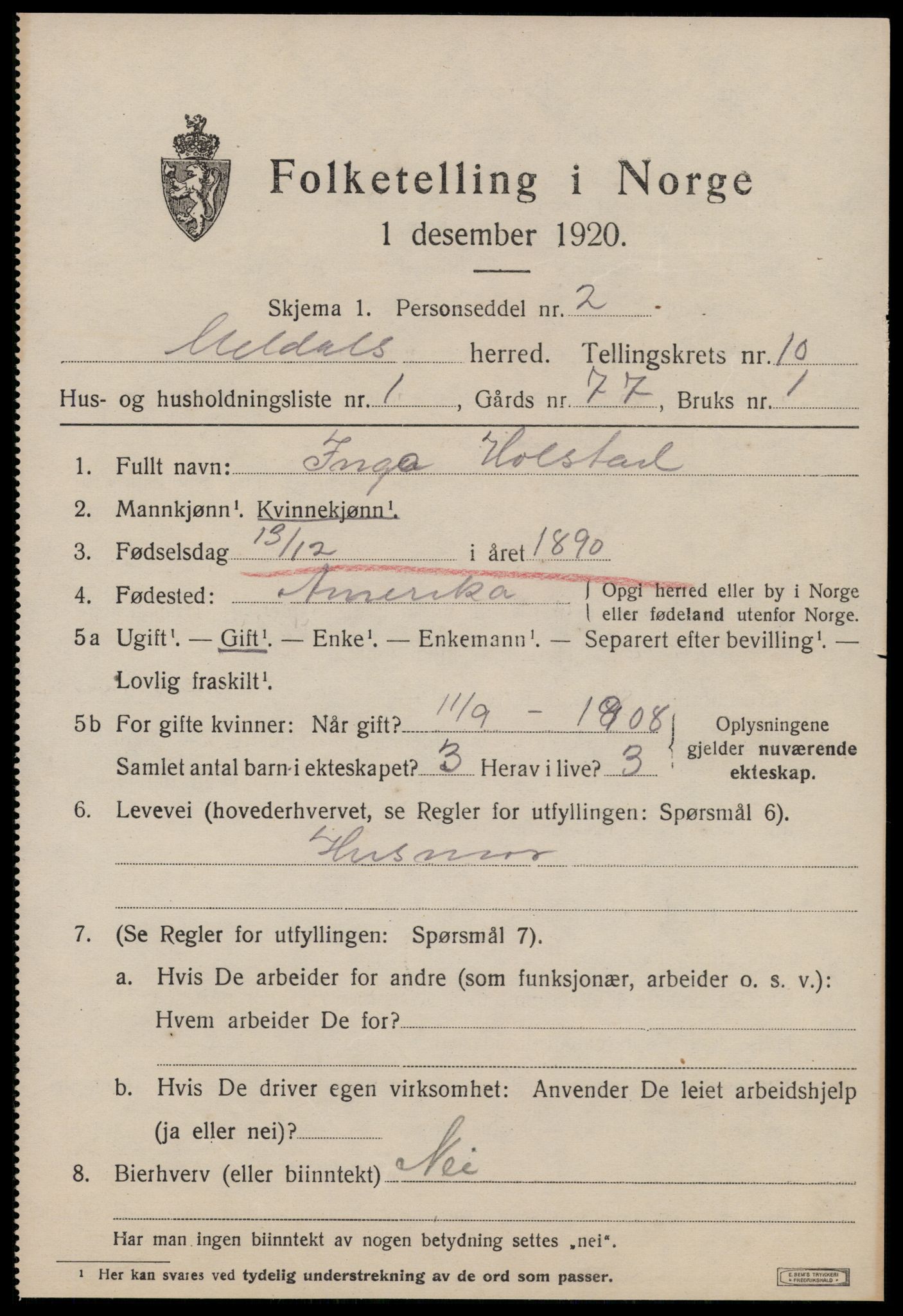 SAT, 1920 census for Meldal, 1920, p. 8205