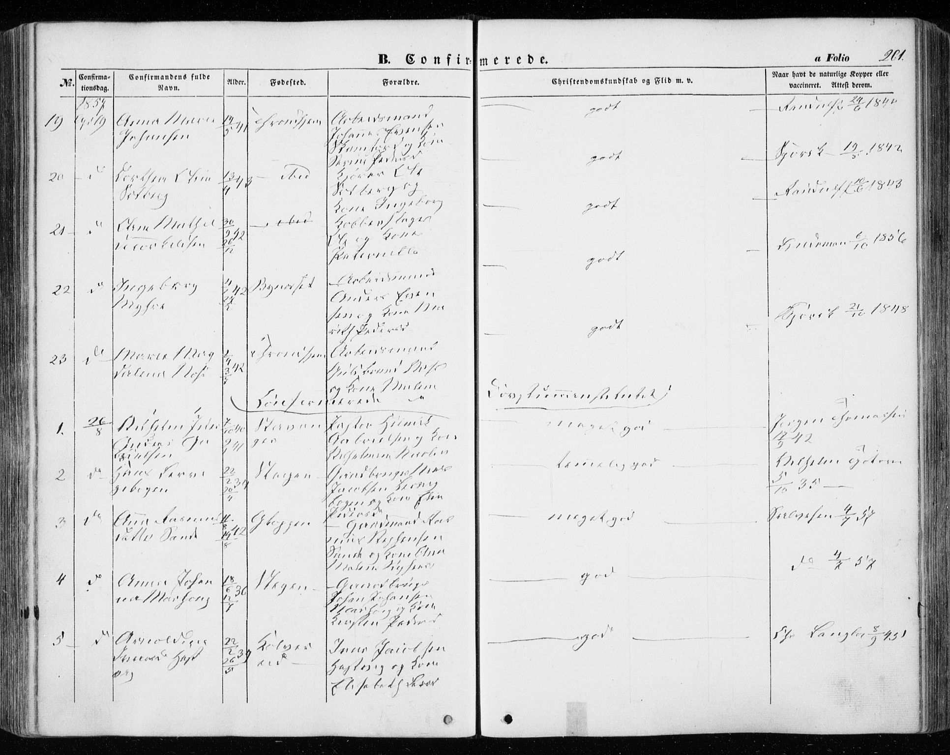 Ministerialprotokoller, klokkerbøker og fødselsregistre - Sør-Trøndelag, SAT/A-1456/601/L0051: Parish register (official) no. 601A19, 1848-1857, p. 261