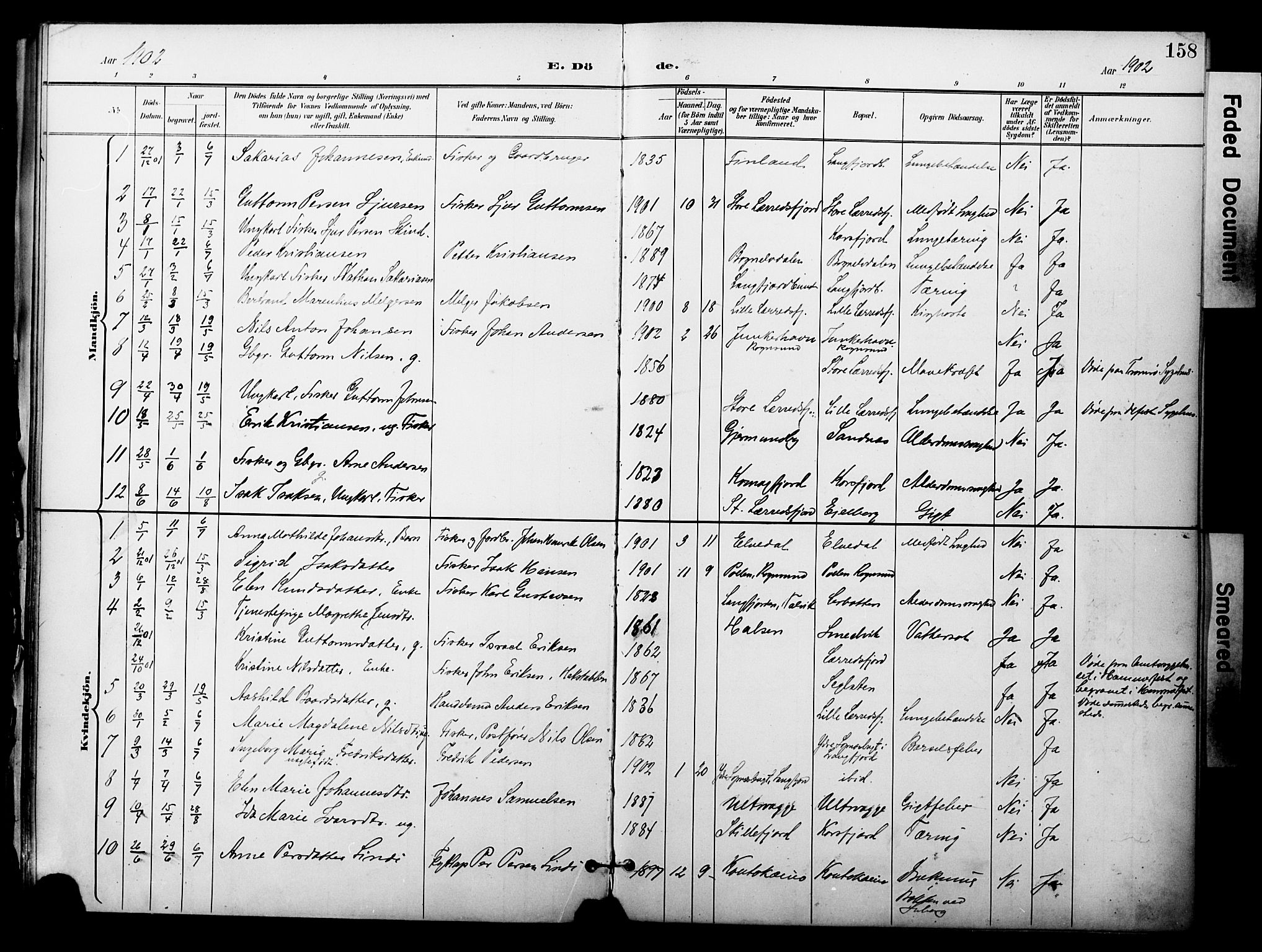 Talvik sokneprestkontor, SATØ/S-1337/H/Ha/L0014kirke: Parish register (official) no. 14, 1897-1905, p. 158