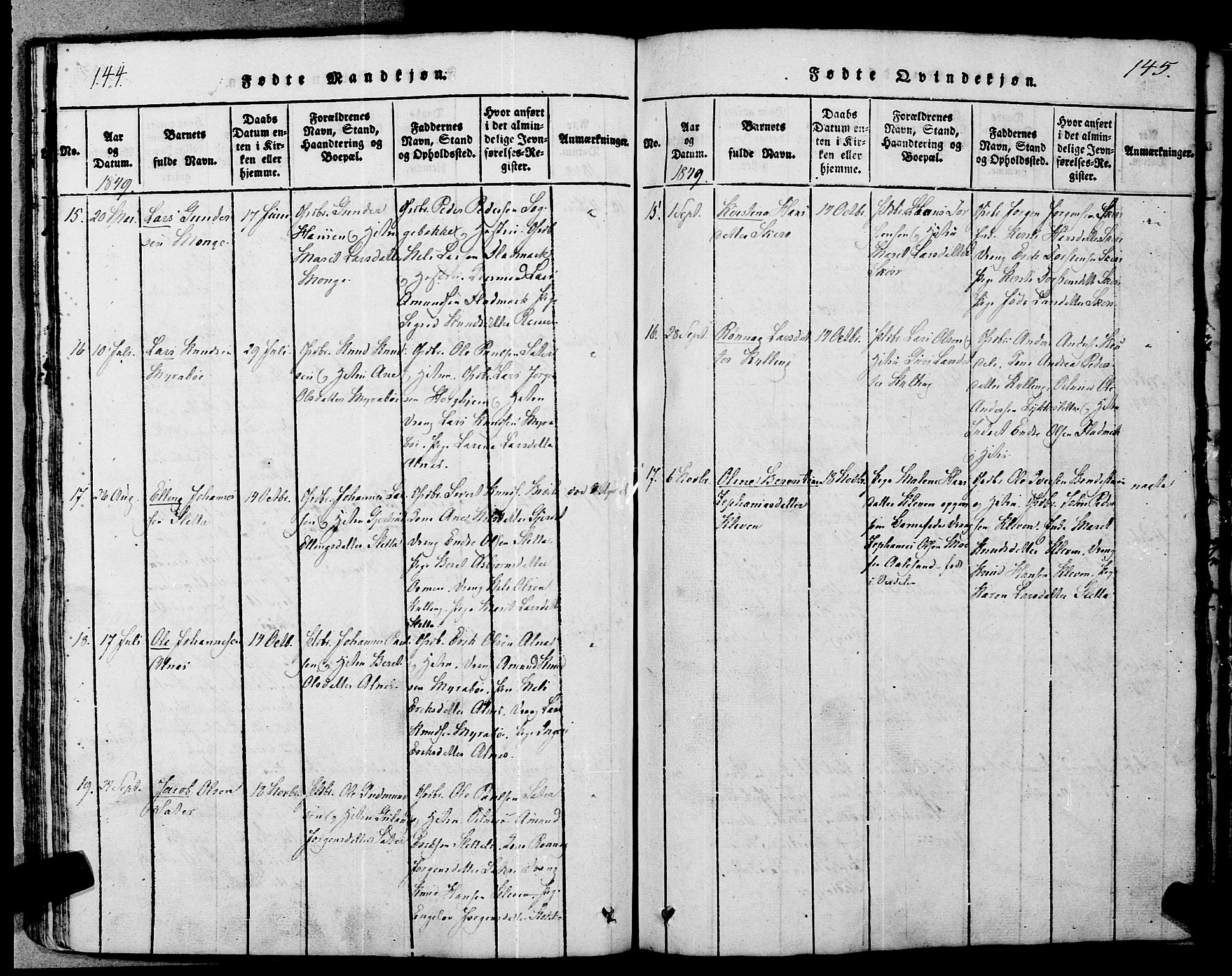 Ministerialprotokoller, klokkerbøker og fødselsregistre - Møre og Romsdal, AV/SAT-A-1454/546/L0593: Parish register (official) no. 546A01, 1818-1853, p. 144-145