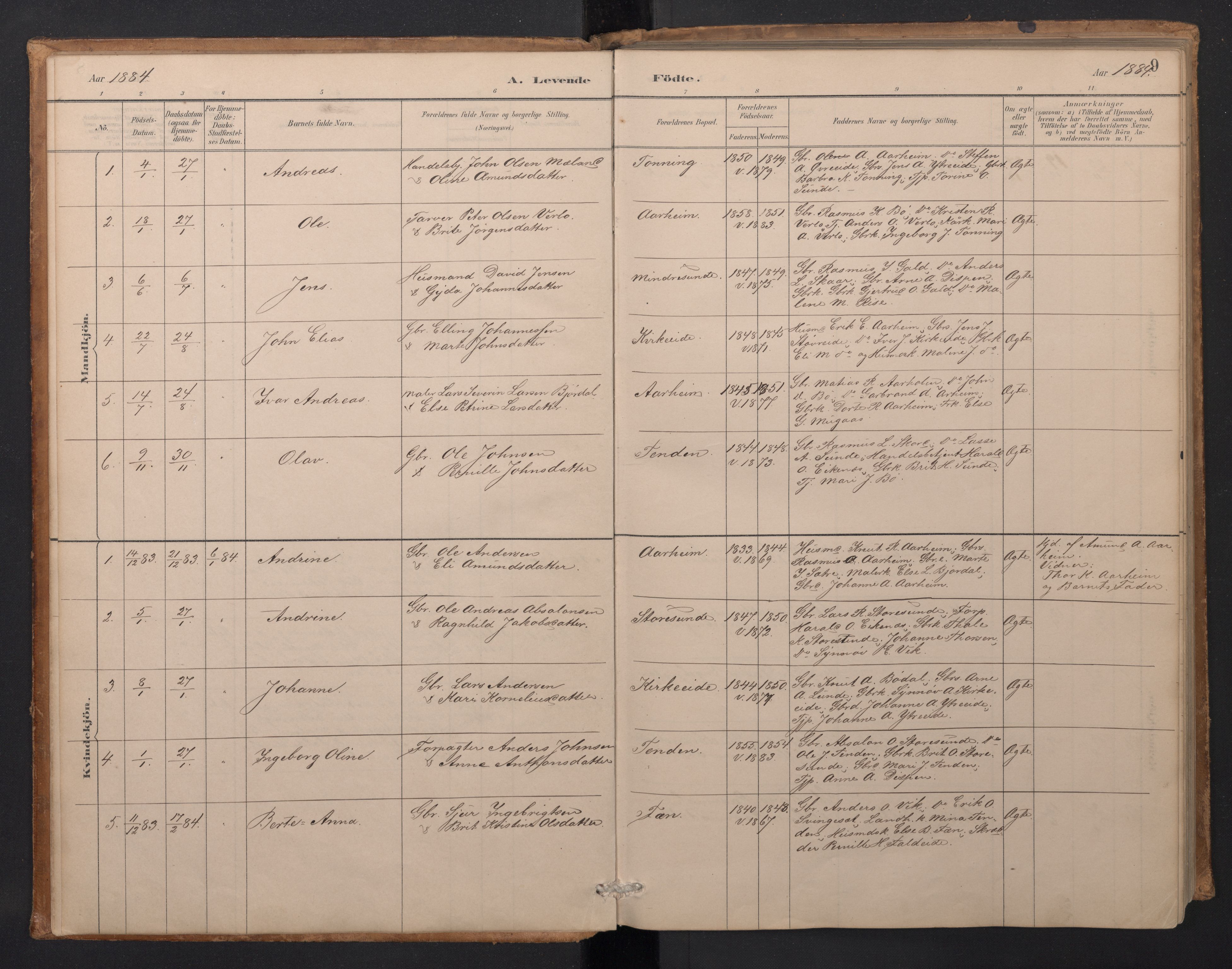 Stryn Sokneprestembete, AV/SAB-A-82501: Parish register (copy) no. A 2, 1883-1905, p. 8b-9a