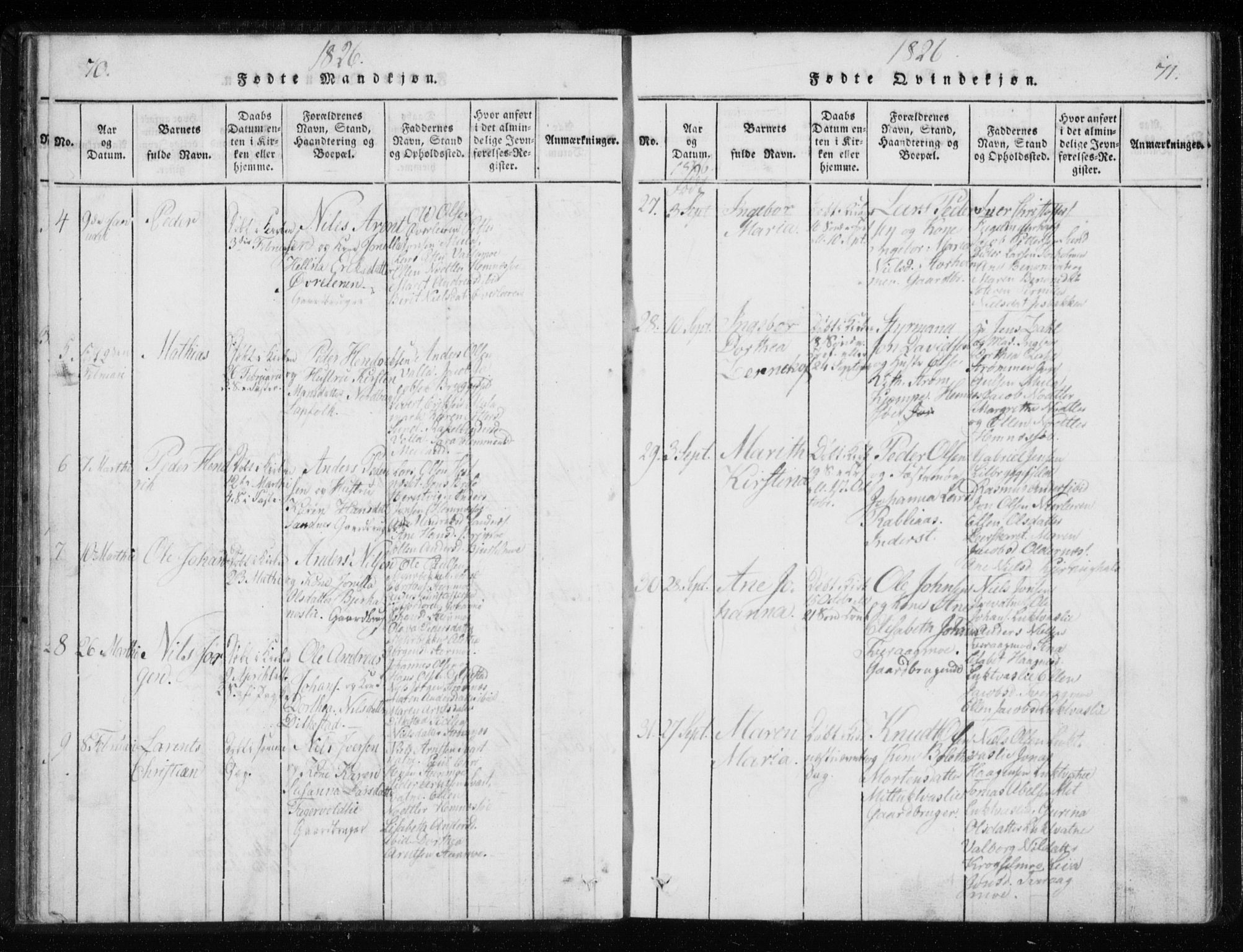 Ministerialprotokoller, klokkerbøker og fødselsregistre - Nordland, AV/SAT-A-1459/825/L0353: Parish register (official) no. 825A07, 1820-1826, p. 70-71