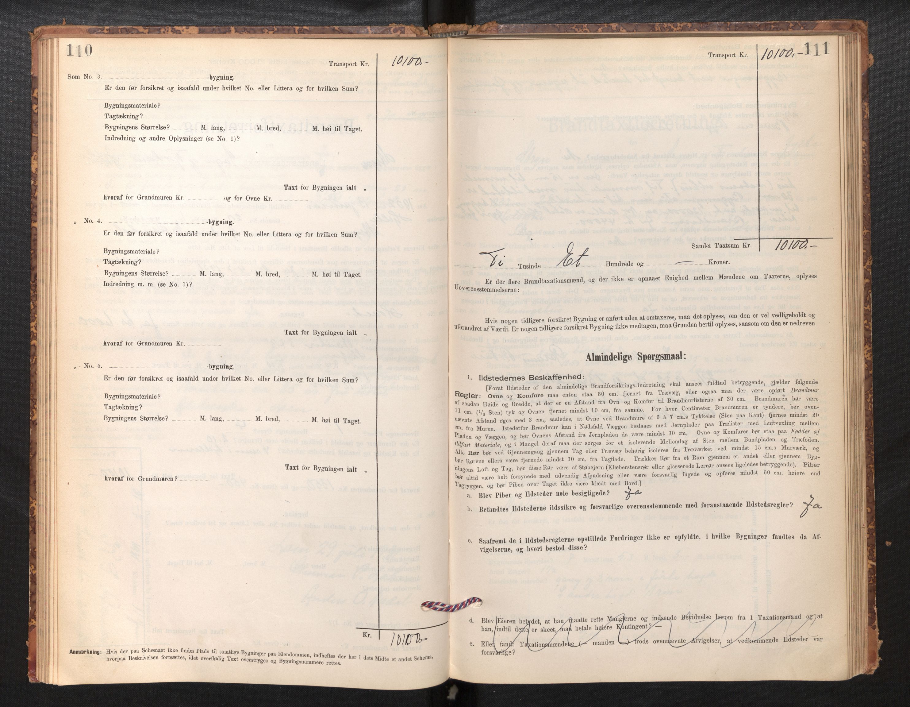 Lensmannen i Stryn og Innvik, SAB/A-30201/0012/L0002: Branntakstprotokoll, skjematakst, 1894-1942, p. 110-111