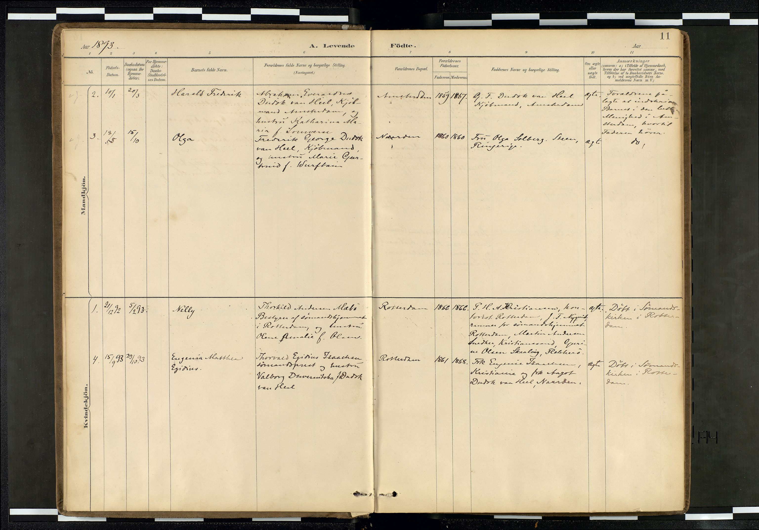 Den norske sjømannsmisjon i utlandet/Hollandske havner (Amsterdam-Rotterdam-Europort), AV/SAB-SAB/PA-0106/H/Ha/Haa/L0002: Parish register (official) no. A 2, 1887-1907, p. 10b-11a