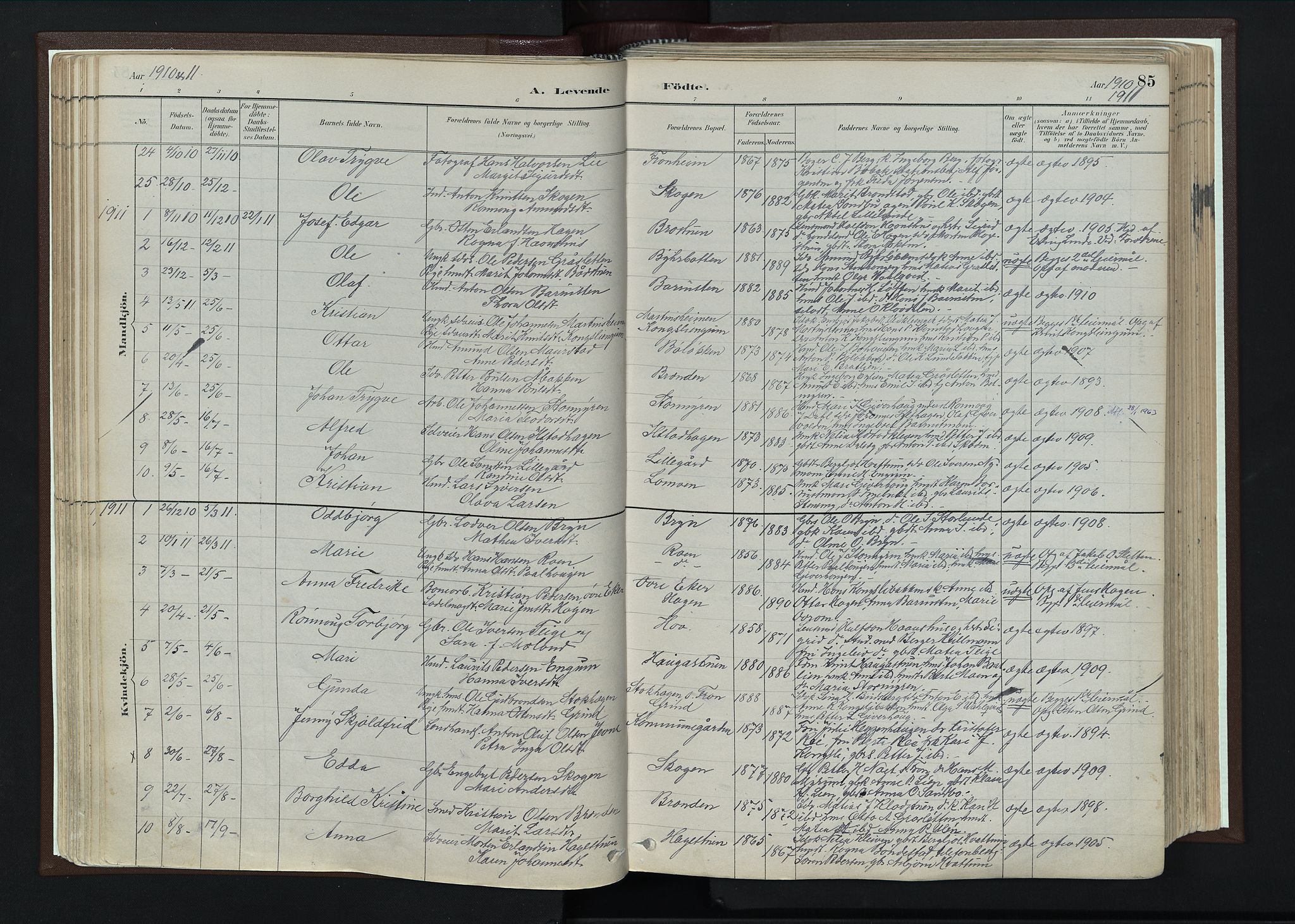 Nord-Fron prestekontor, SAH/PREST-080/H/Ha/Haa/L0004: Parish register (official) no. 4, 1884-1914, p. 85