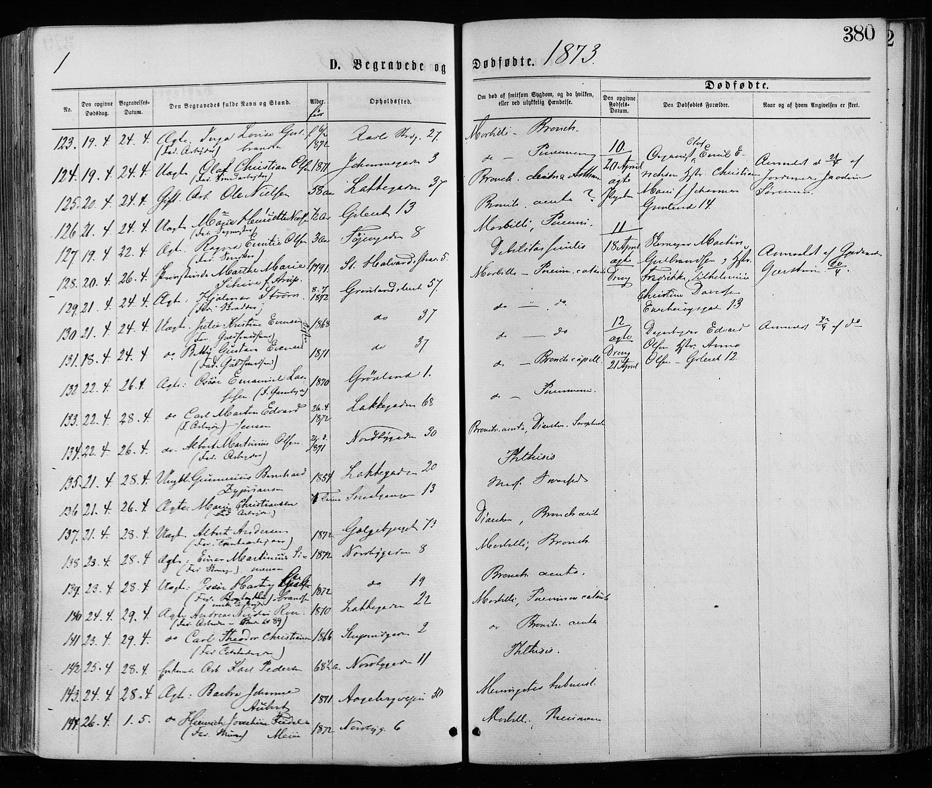 Grønland prestekontor Kirkebøker, AV/SAO-A-10848/F/Fa/L0005: Parish register (official) no. 5, 1869-1880, p. 380