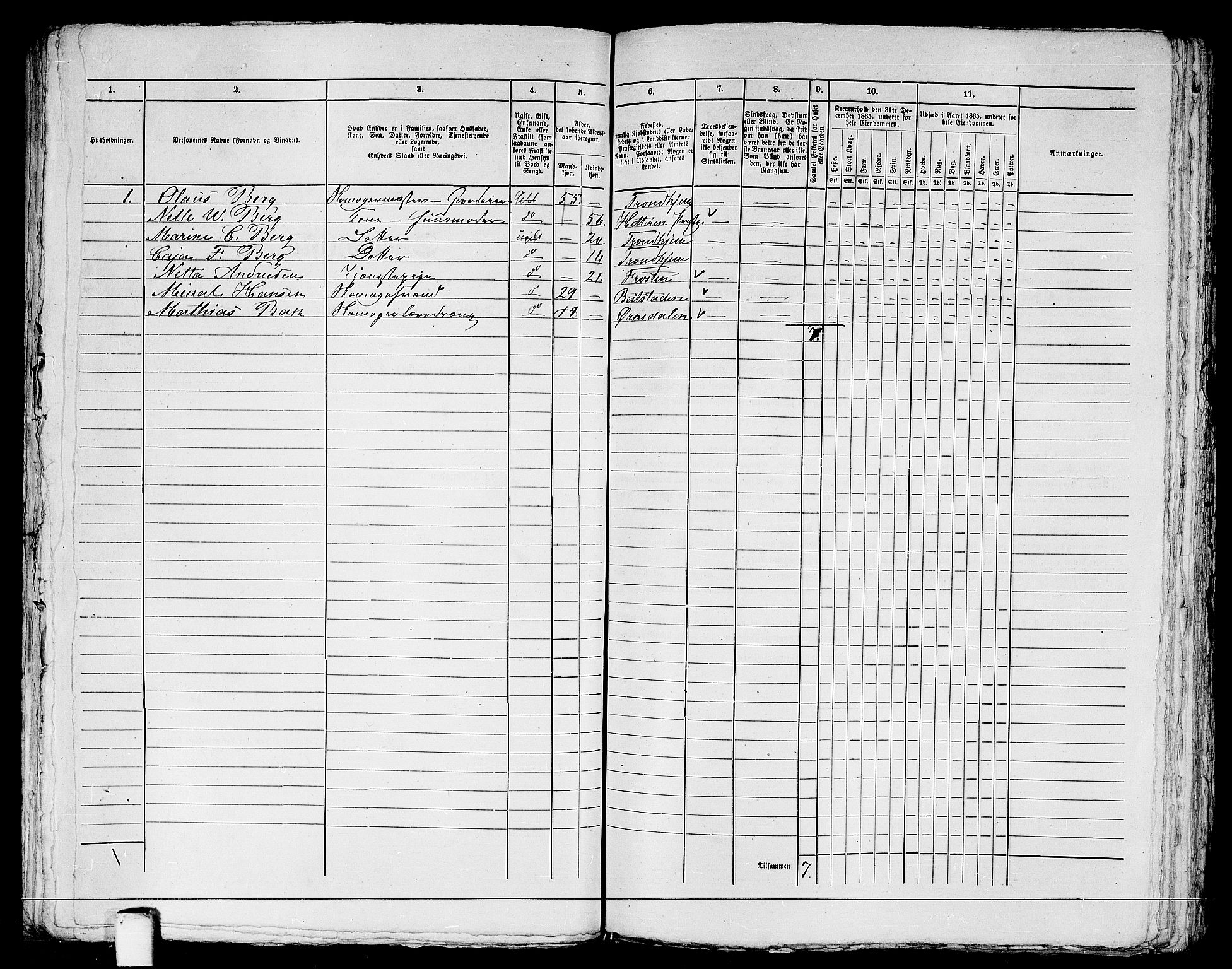 RA, 1865 census for Trondheim, 1865, p. 1308