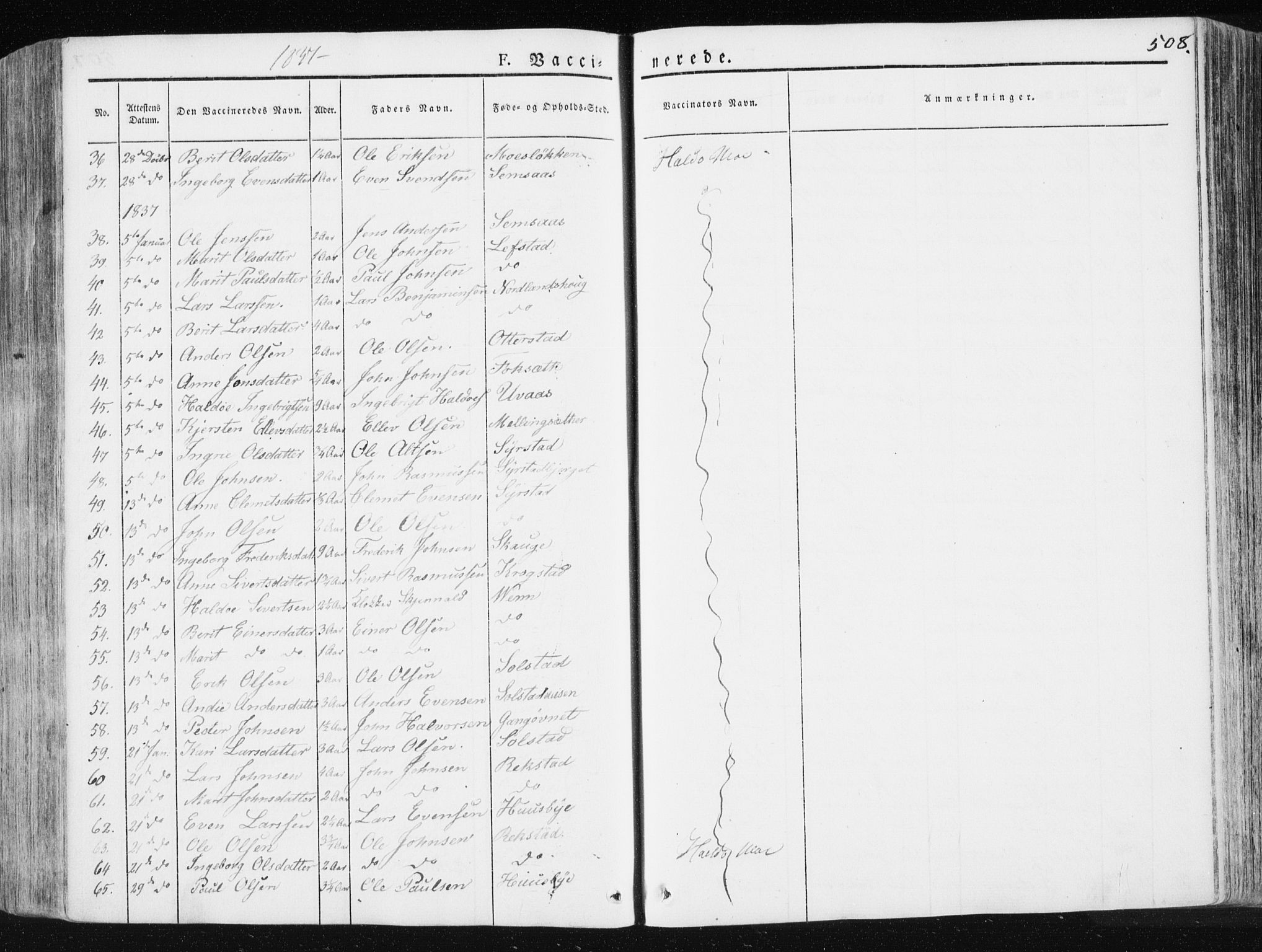 Ministerialprotokoller, klokkerbøker og fødselsregistre - Sør-Trøndelag, AV/SAT-A-1456/665/L0771: Parish register (official) no. 665A06, 1830-1856, p. 508