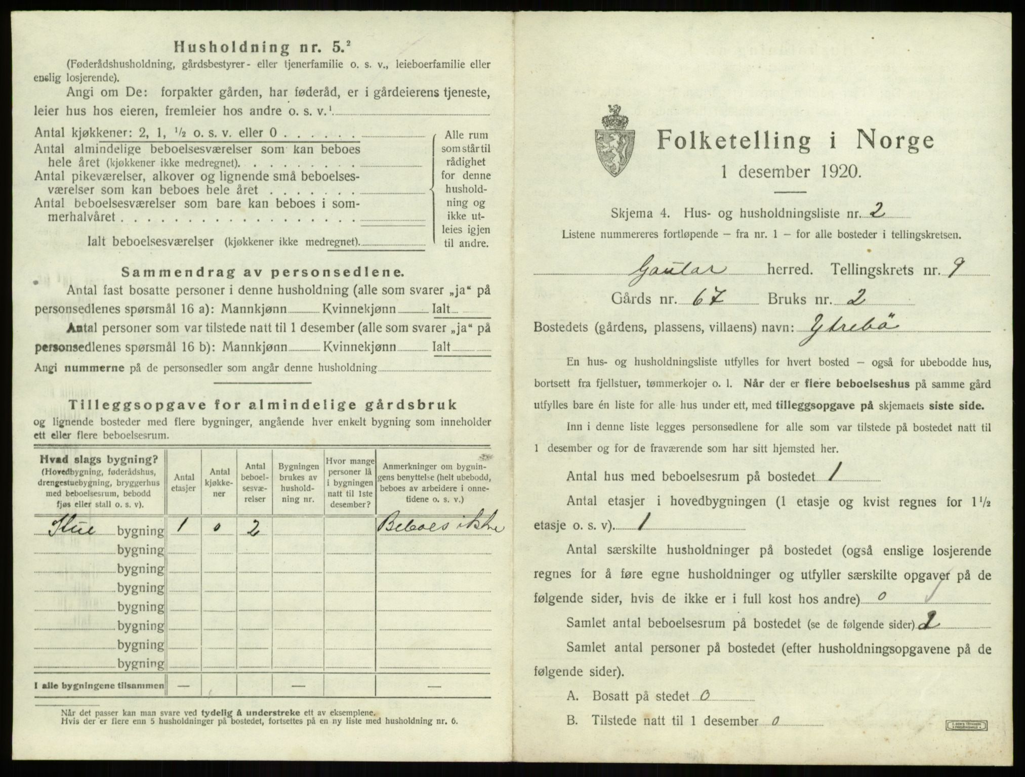 SAB, 1920 census for Gaular, 1920, p. 610