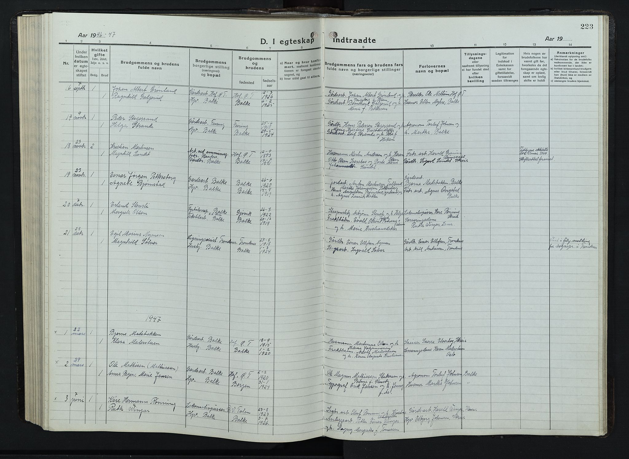 Balke prestekontor, AV/SAH-PREST-106/H/Ha/Hab/L0001: Parish register (copy) no. 1, 1920-1955, p. 223