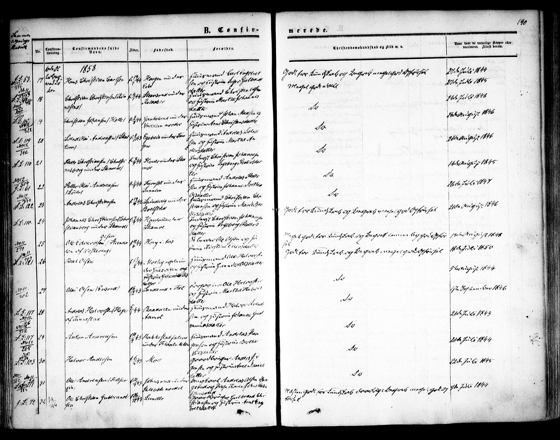 Høland prestekontor Kirkebøker, AV/SAO-A-10346a/F/Fa/L0010: Parish register (official) no. I 10, 1854-1861, p. 190