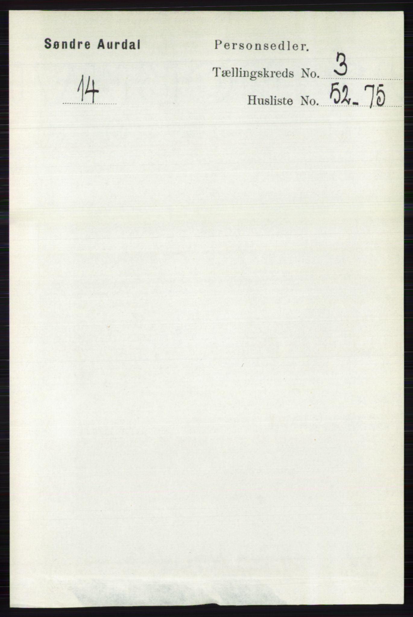 RA, 1891 census for 0540 Sør-Aurdal, 1891, p. 1991