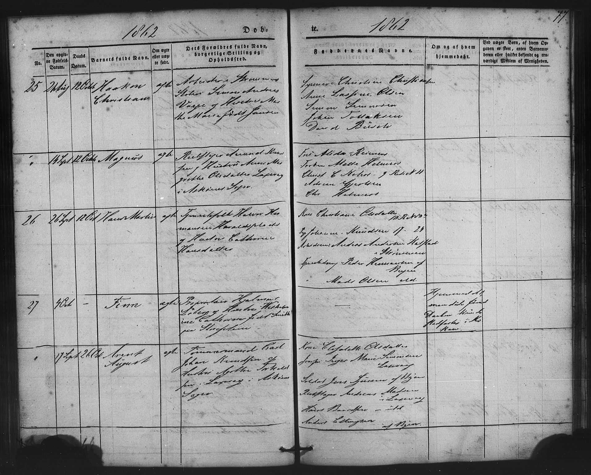 St. Jørgens hospital og Årstad sokneprestembete, AV/SAB-A-99934: Parish register (copy) no. A 2, 1843-1863, p. 77