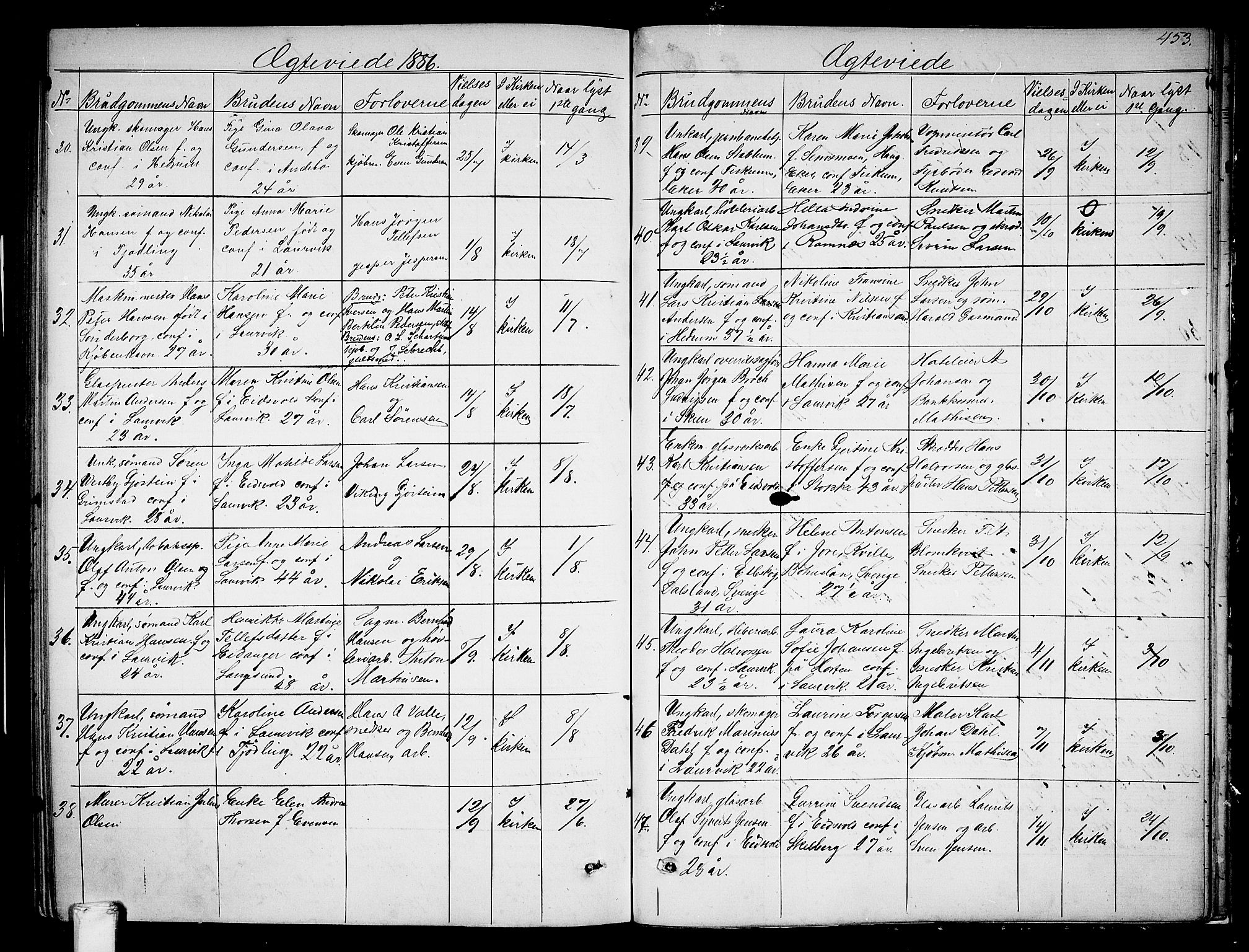 Larvik kirkebøker, AV/SAKO-A-352/G/Ga/L0004: Parish register (copy) no. I 4, 1871-1888, p. 453