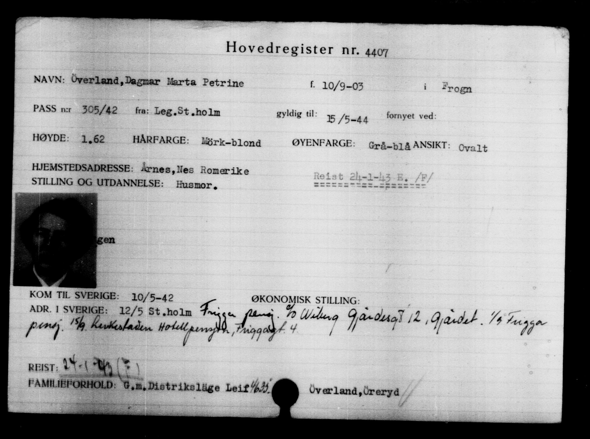 Den Kgl. Norske Legasjons Flyktningskontor, RA/S-6753/V/Va/L0004: Kjesäterkartoteket.  Flyktningenr. 3496-6610, 1940-1945, p. 1106