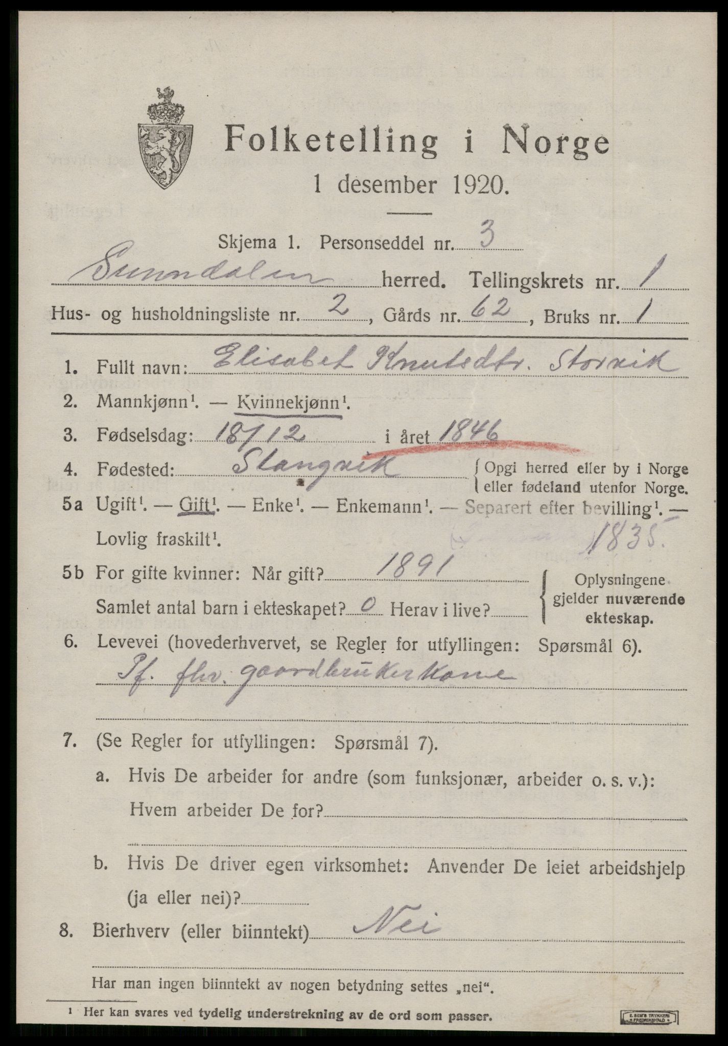 SAT, 1920 census for Sunndal, 1920, p. 802