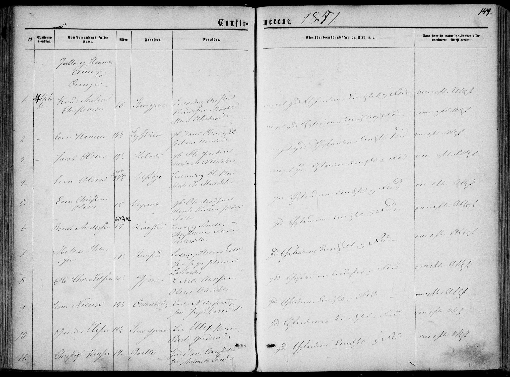 Hedrum kirkebøker, AV/SAKO-A-344/F/Fa/L0007: Parish register (official) no. I 7, 1857-1868, p. 149