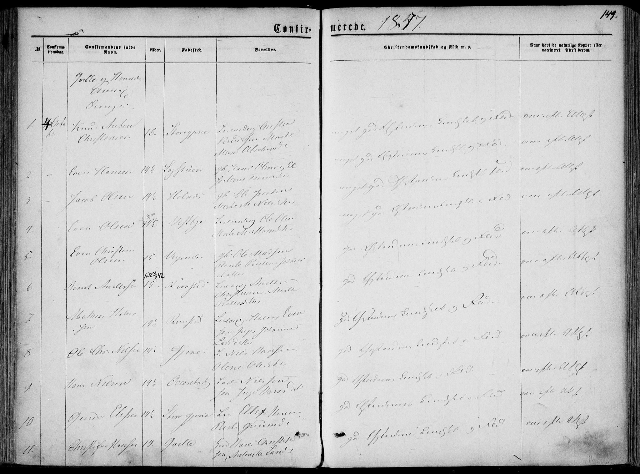 Hedrum kirkebøker, AV/SAKO-A-344/F/Fa/L0007: Parish register (official) no. I 7, 1857-1868, p. 149