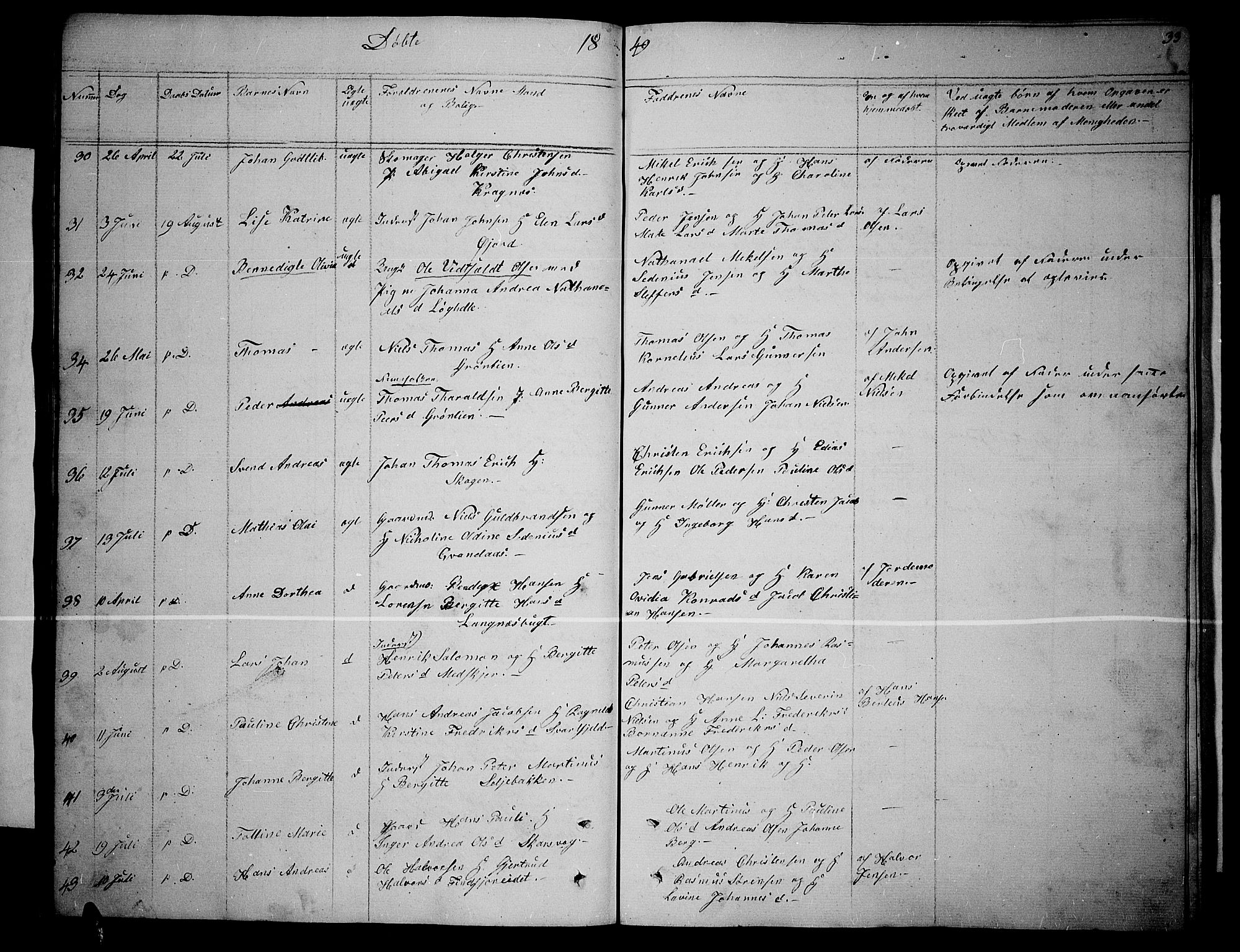 Lenvik sokneprestembete, SATØ/S-1310/H/Ha/Hab/L0003klokker: Parish register (copy) no. 3, 1844-1858, p. 33