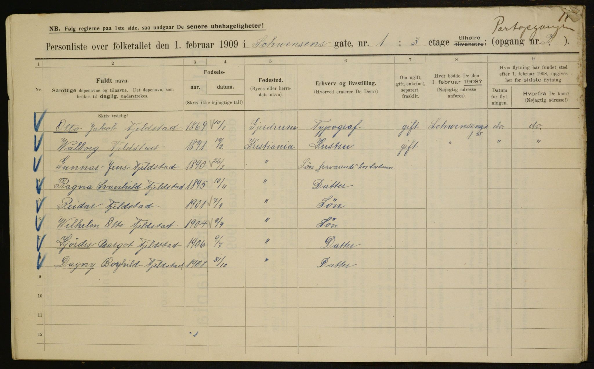 OBA, Municipal Census 1909 for Kristiania, 1909, p. 84121