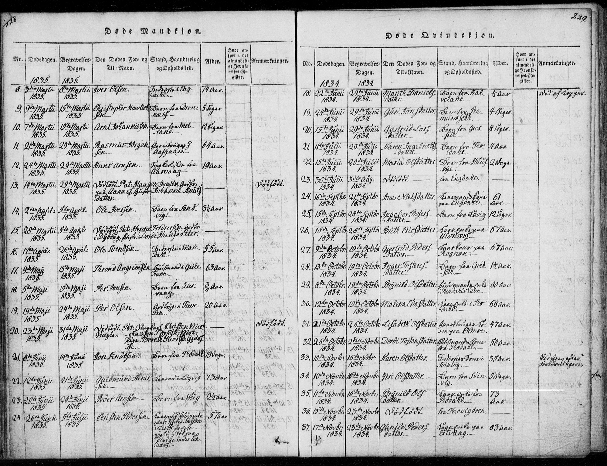 Ministerialprotokoller, klokkerbøker og fødselsregistre - Møre og Romsdal, AV/SAT-A-1454/578/L0903: Parish register (official) no. 578A02, 1819-1838, p. 228-229