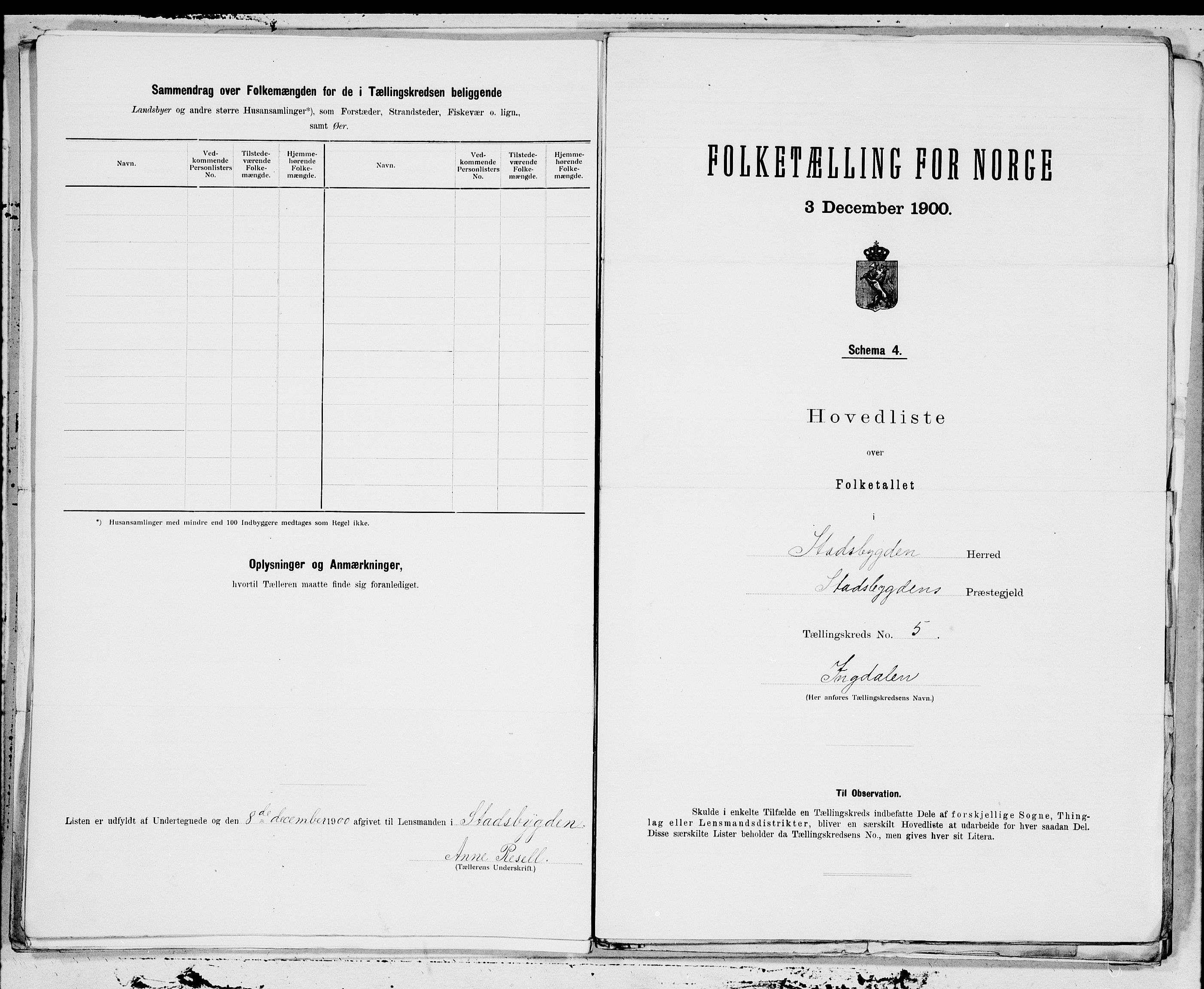 SAT, 1900 census for Stadsbygd, 1900, p. 12