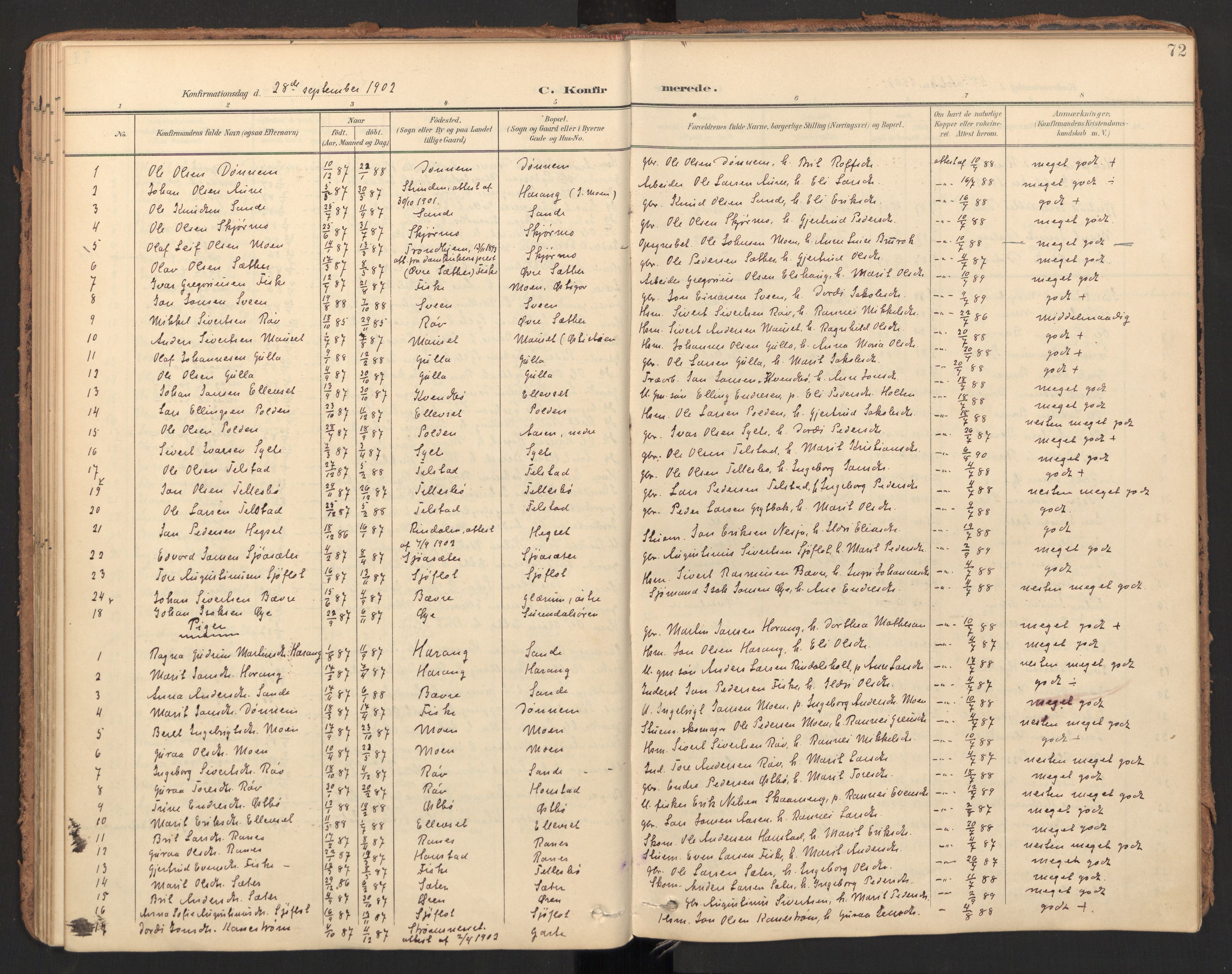 Ministerialprotokoller, klokkerbøker og fødselsregistre - Møre og Romsdal, AV/SAT-A-1454/596/L1057: Parish register (official) no. 596A02, 1900-1917, p. 72