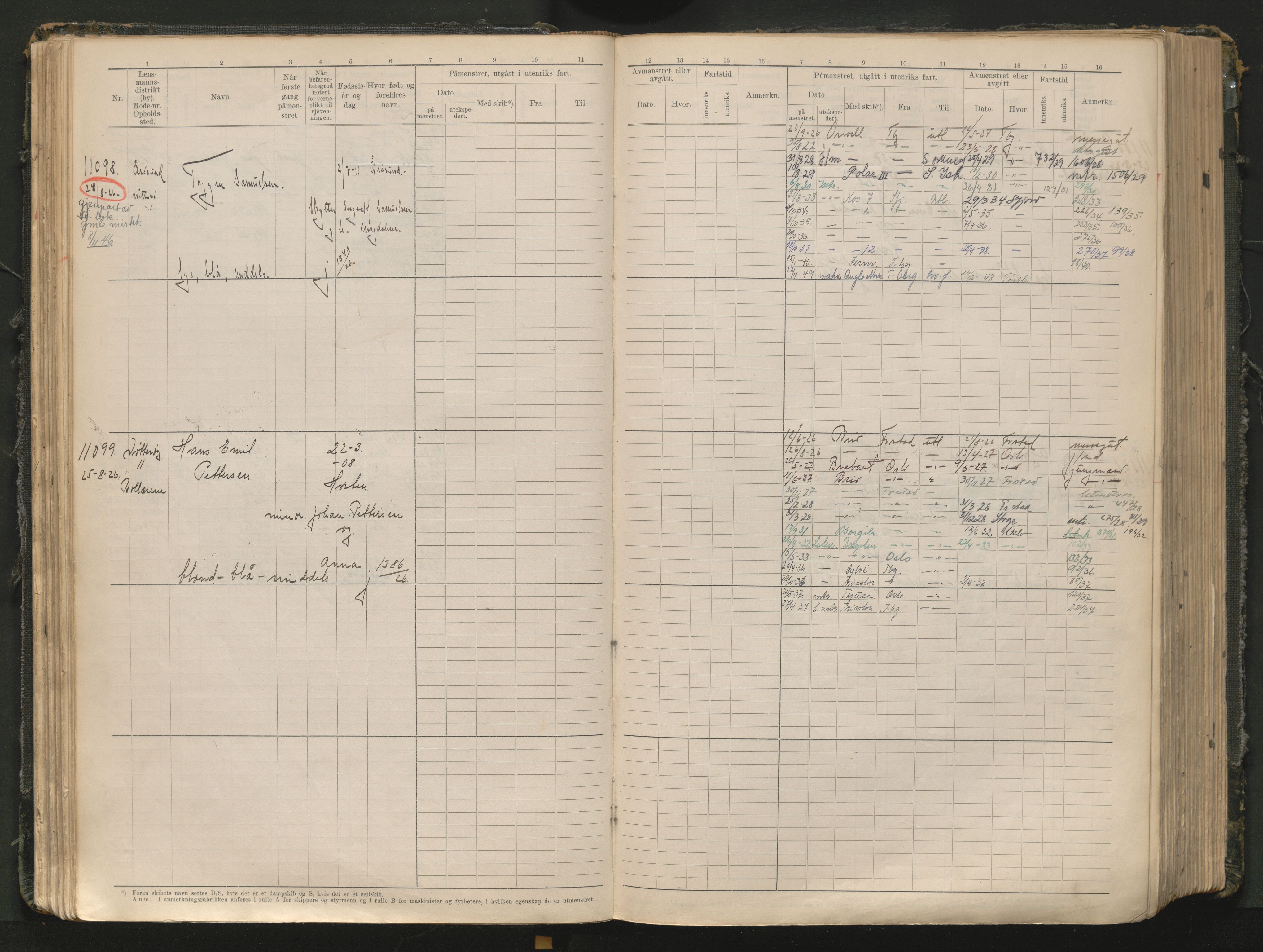 Tønsberg innrulleringskontor, AV/SAKO-A-786/F/Fc/Fcb/L0012: Hovedrulle Patent nr. 10828-12216, 1925-1948