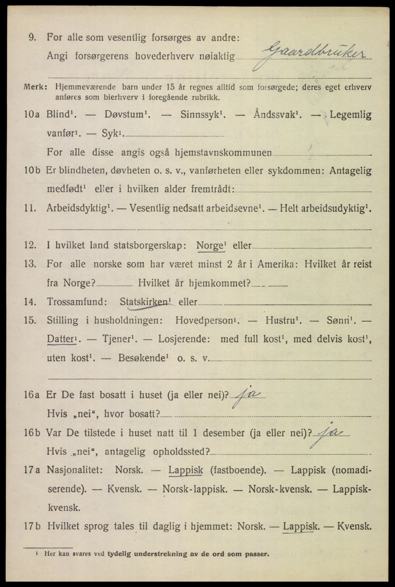 SAT, 1920 census for Evenes, 1920, p. 5455