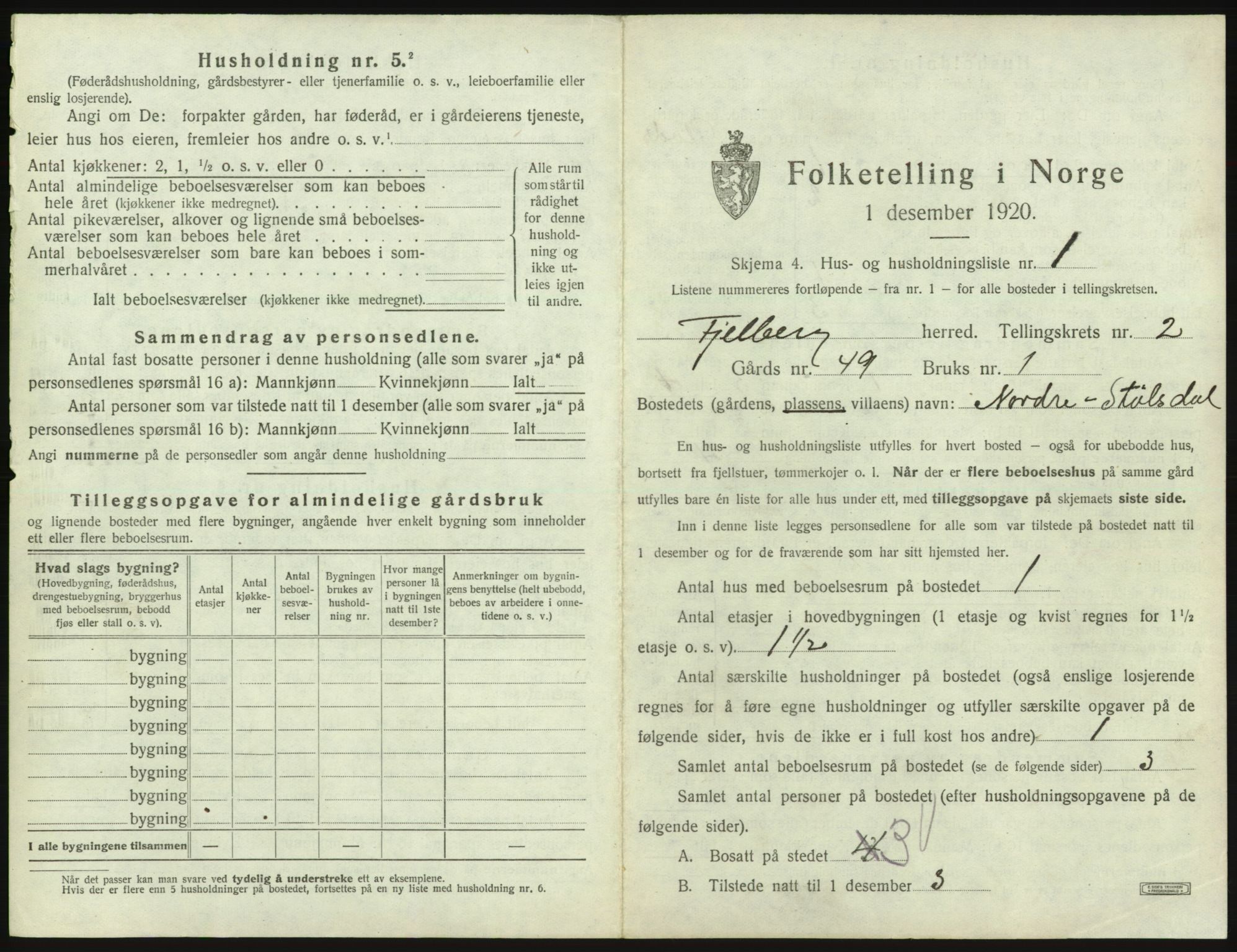 SAB, 1920 census for Fjelberg, 1920, p. 78