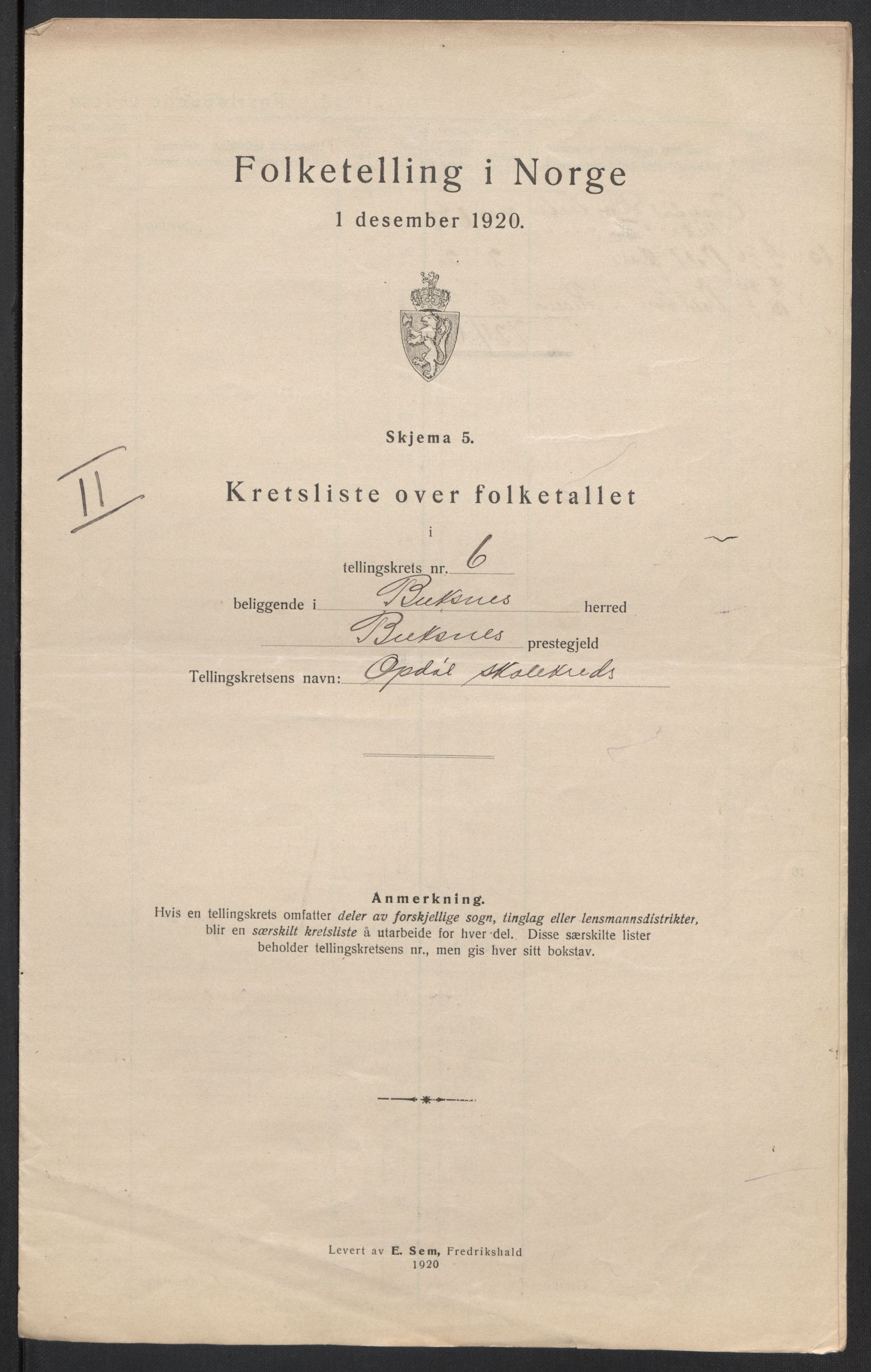 SAT, 1920 census for Buksnes, 1920, p. 24