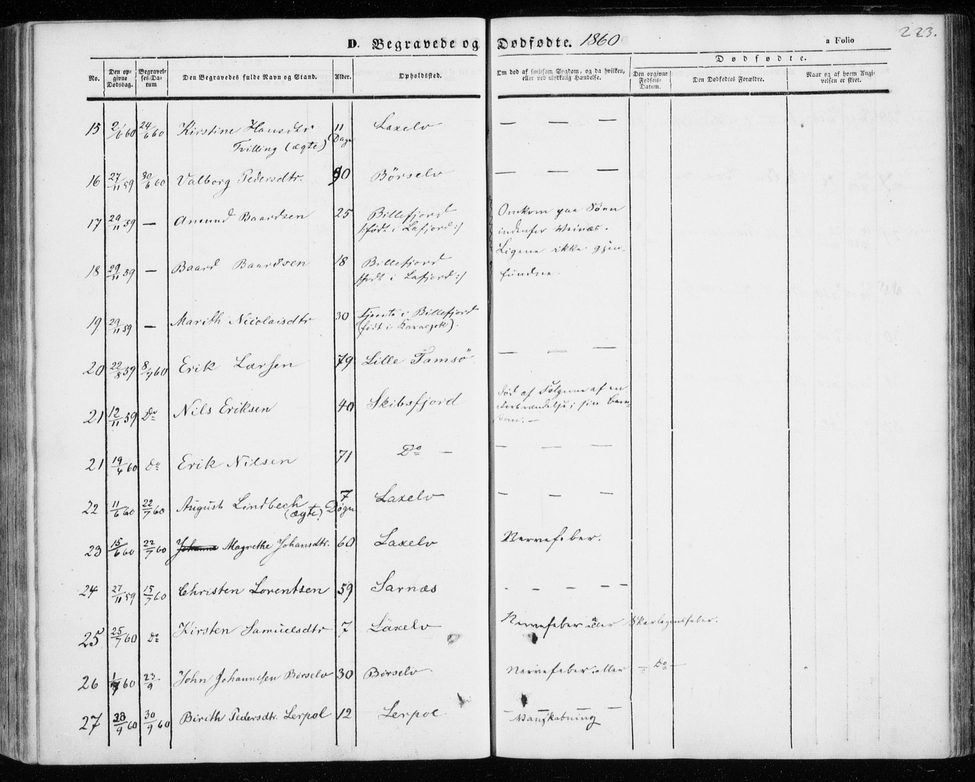 Kistrand/Porsanger sokneprestembete, SATØ/S-1351/H/Ha/L0004.kirke: Parish register (official) no. 4, 1843-1860, p. 223